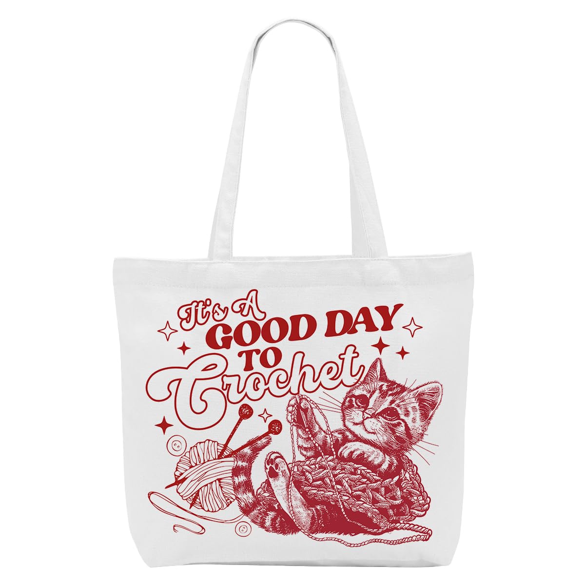 VBCVBGFH Crochet Knitting Humor Yarn Gifts Canvas Tote Bag, Reusable Grocery Shopping Bags for Crocheters Christmas