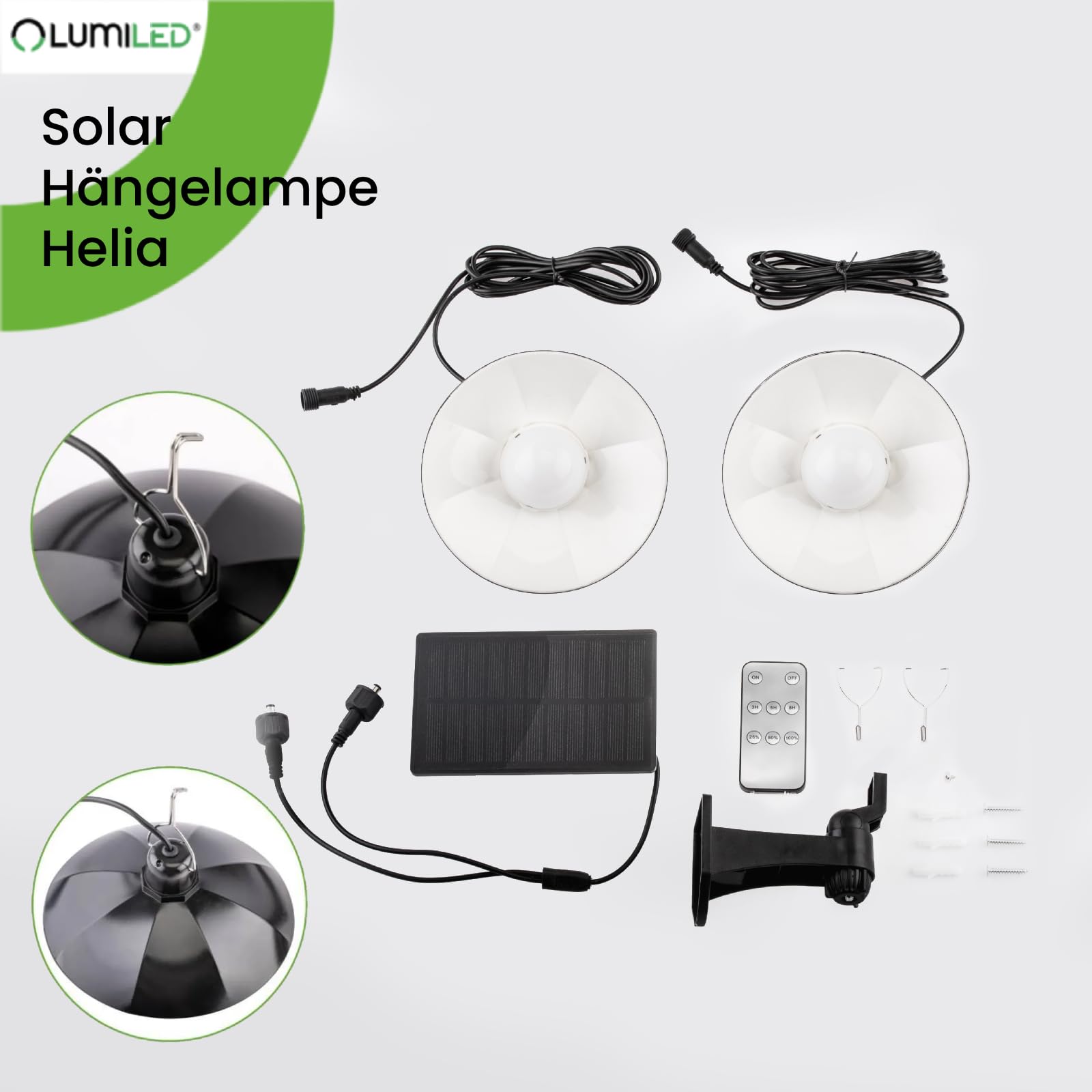Lumiled 2x Solarlampe Pendelleuchte, Hängelampe für Außen Hängend, Solar Lampe Outdoor IP44 2400mAh Kronleuchter Solar Hängeleuchte für Garten Terrasse Balkon Pavillon Neutralweiß 4000K