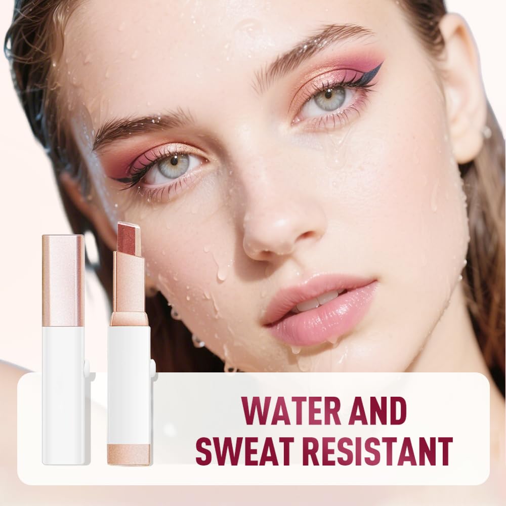 2026 New Dual Color Eyeshadow Stick, Two Color Eye Shadow Stick Glitter Gradient Eye Shadow Sticks, Waterproof Portable Two Tone Eyeshadow Sticks for Eye Make Up Tool (03#)