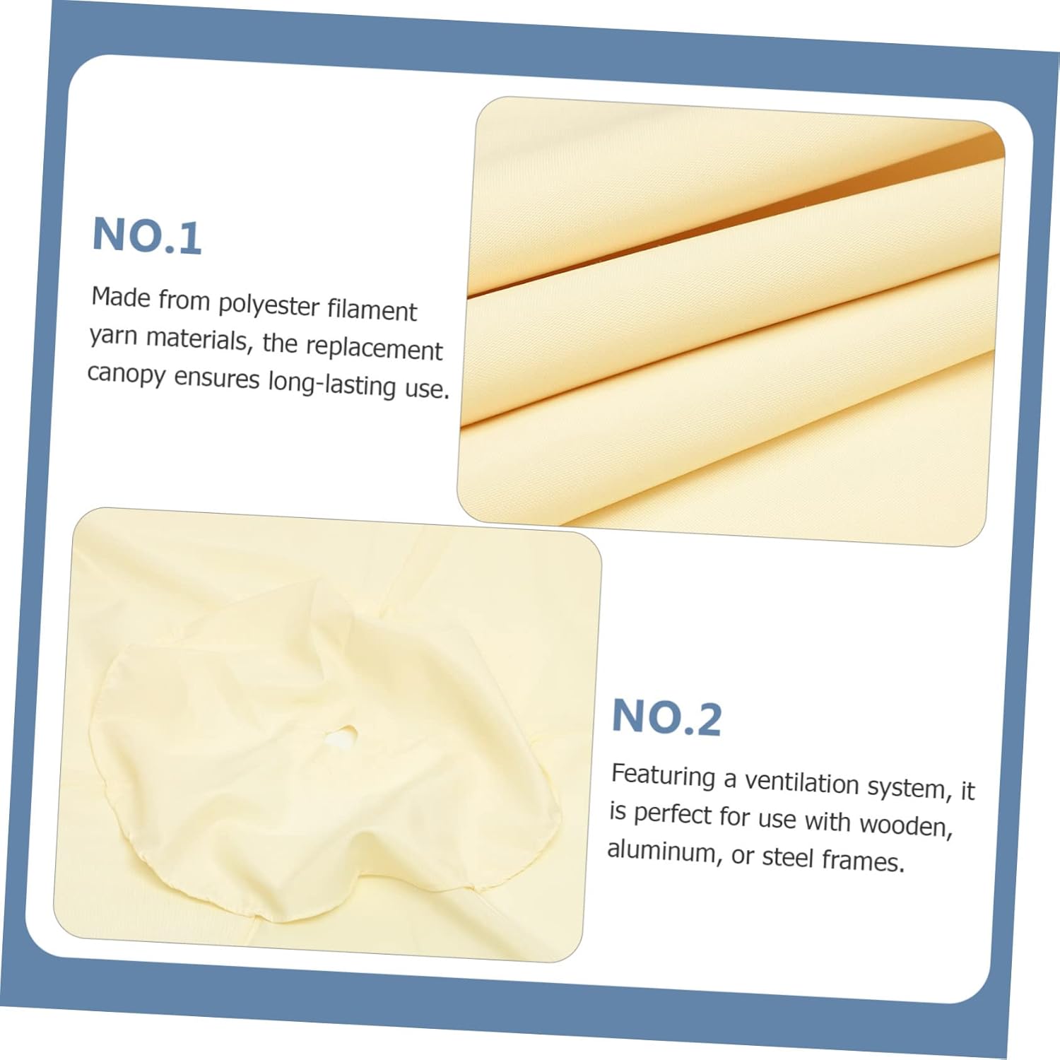 Outdoor Patio Umbrella Replacement Part Umbrella Replacement Canopy Beige Windproof Easy Install