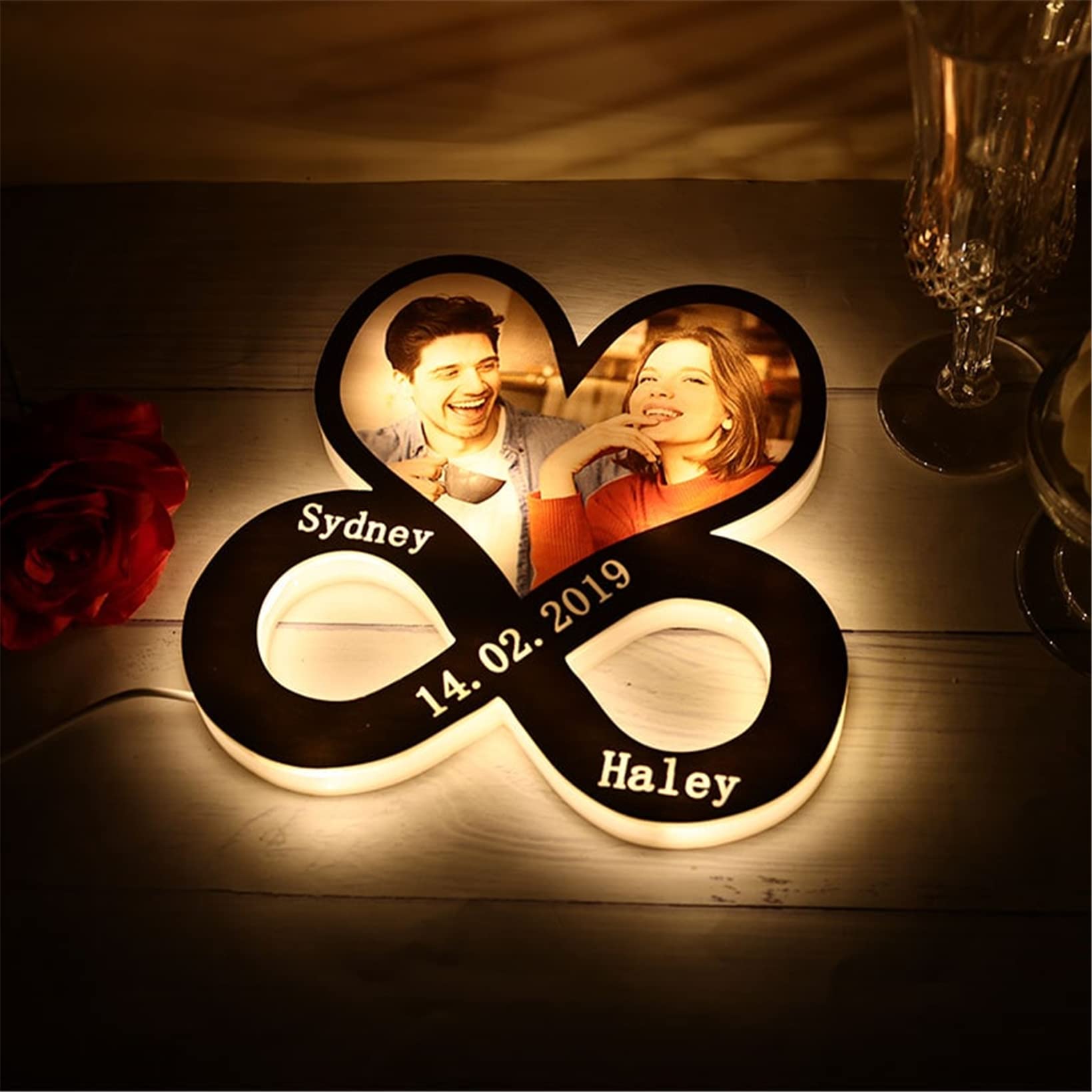 Lampada Cuori Personalizzata Con Nomi Famiglia o Coppia