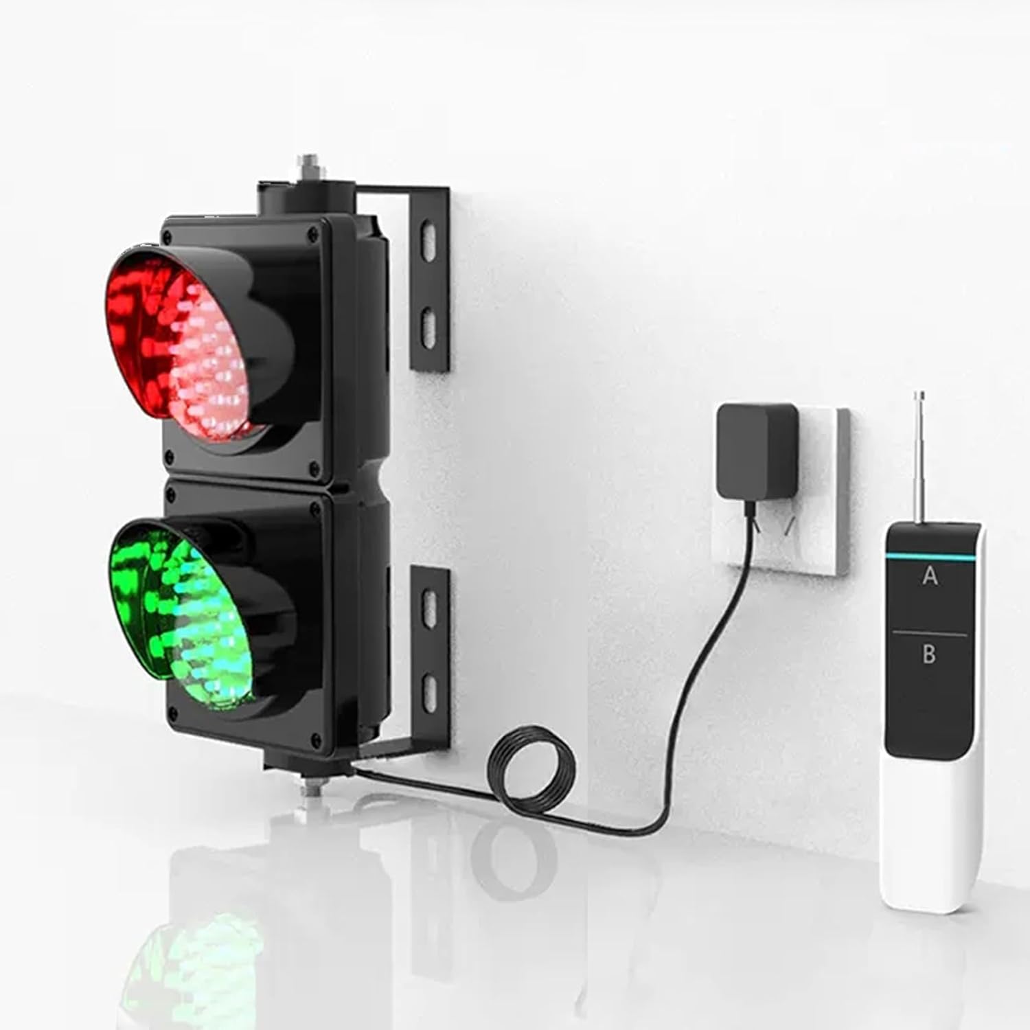 Industrial LED Traffic Signals, 2 Red/Green LED Loading Dock Traffic Lights, Wall Mounted Traffic Light Indicator Light with Remote Control, Plug & Play(1.5m)(3m)
