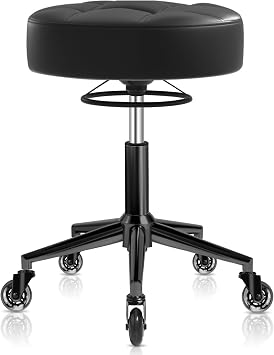 YEEZEE Rolling Stool Heavy Duty 450lb, Adjustable Stool with Wheels, Black1