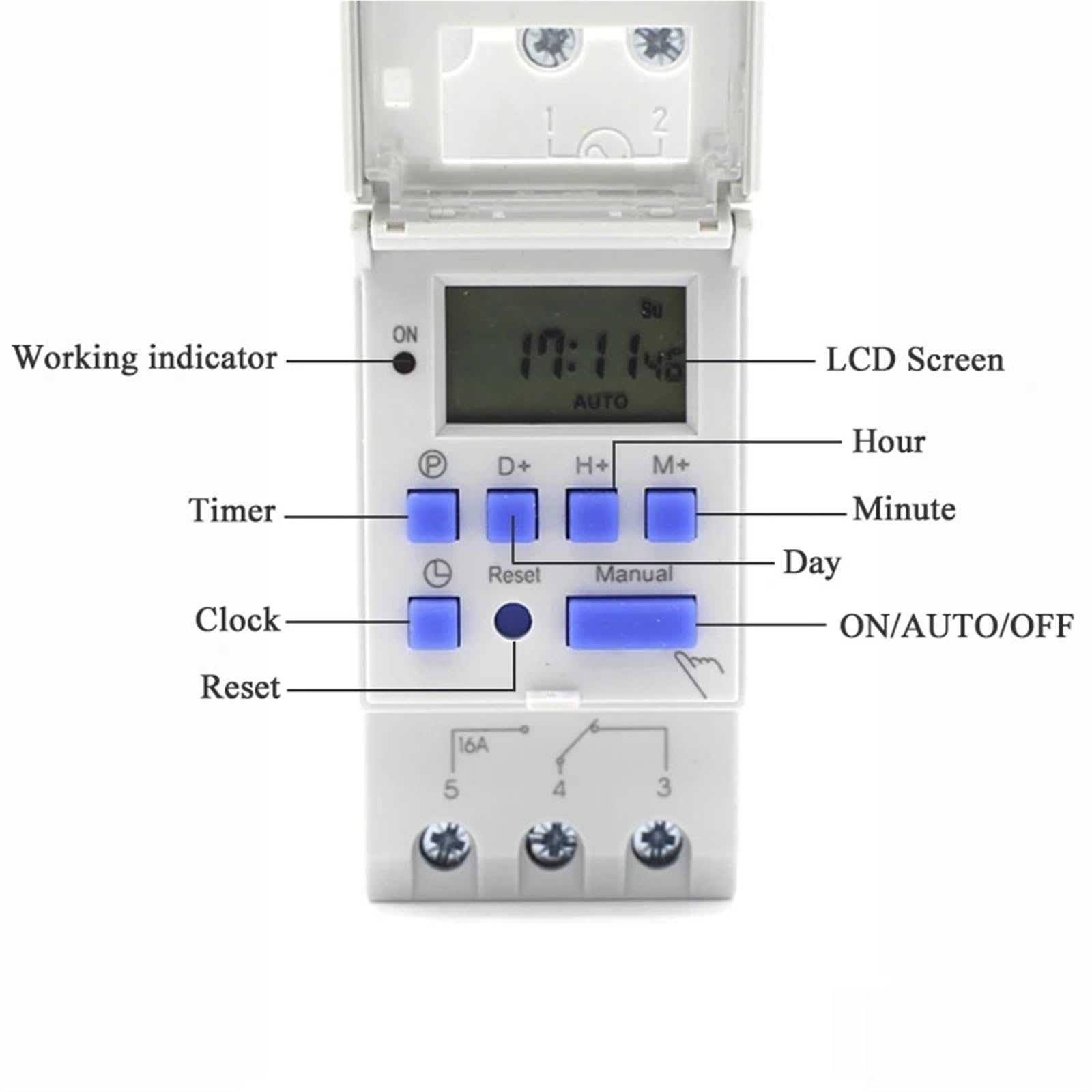7-dniowy programowalny cyfrowy tygodniowy przekaźnik elektroniczny z regulacją czasu, przełącznik, AC 220 V 230 V 12 V 24 V 48 V 16 A, montaż na szynie DIN