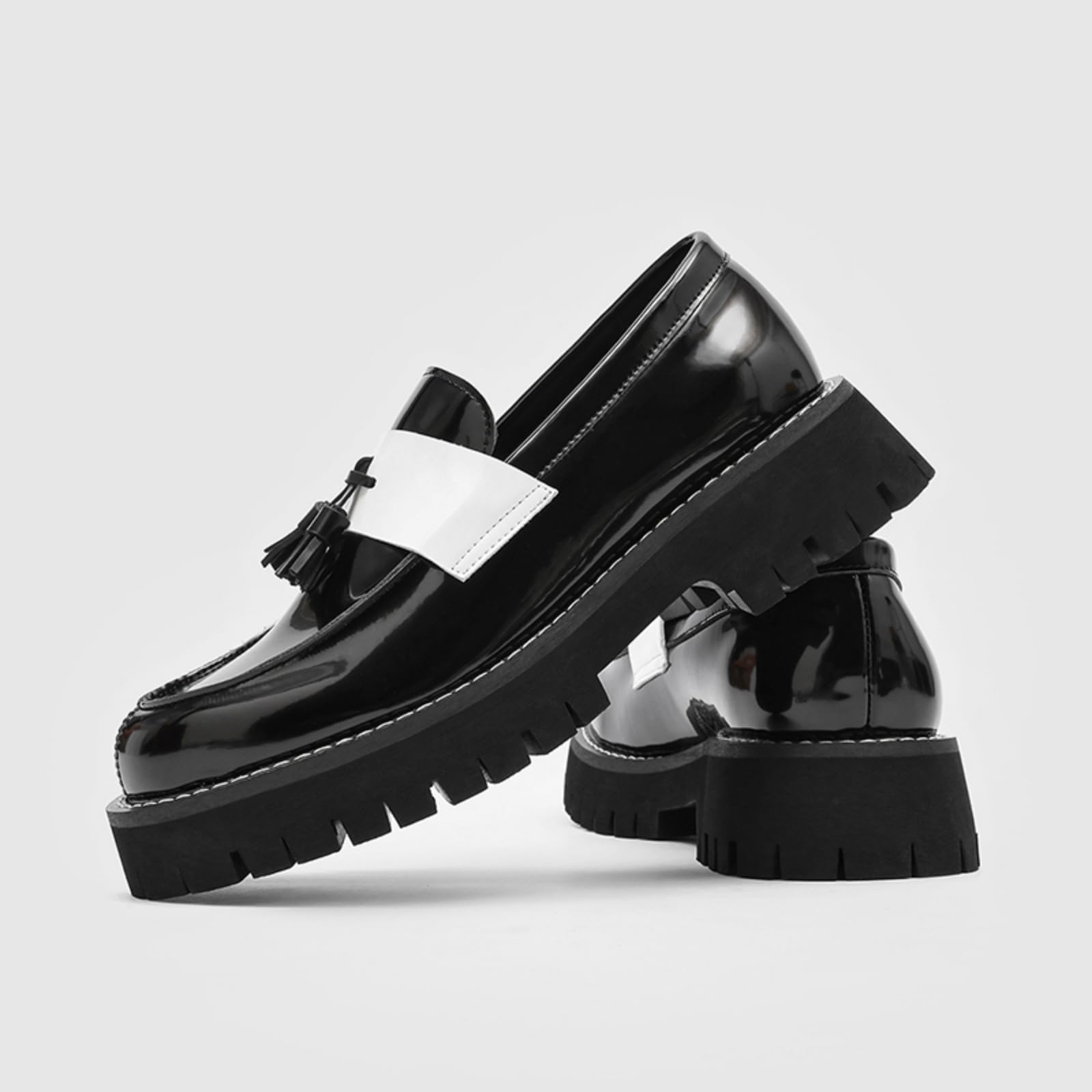 Mocassini Uomo Plateau Scarpe Eleganti Slip-On Pelle Verniciata | Comode Con Punta Arrotondata E Suola in Gomma Eleganti Scarpe in Pelle Per Occasioni Formali Per Matrimoni Feste