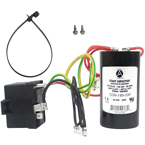 El kit de arranque duro de Appli Parts para aire acondicionado incluye condensador 189-227MFD 330V y relé potencial para compresores de