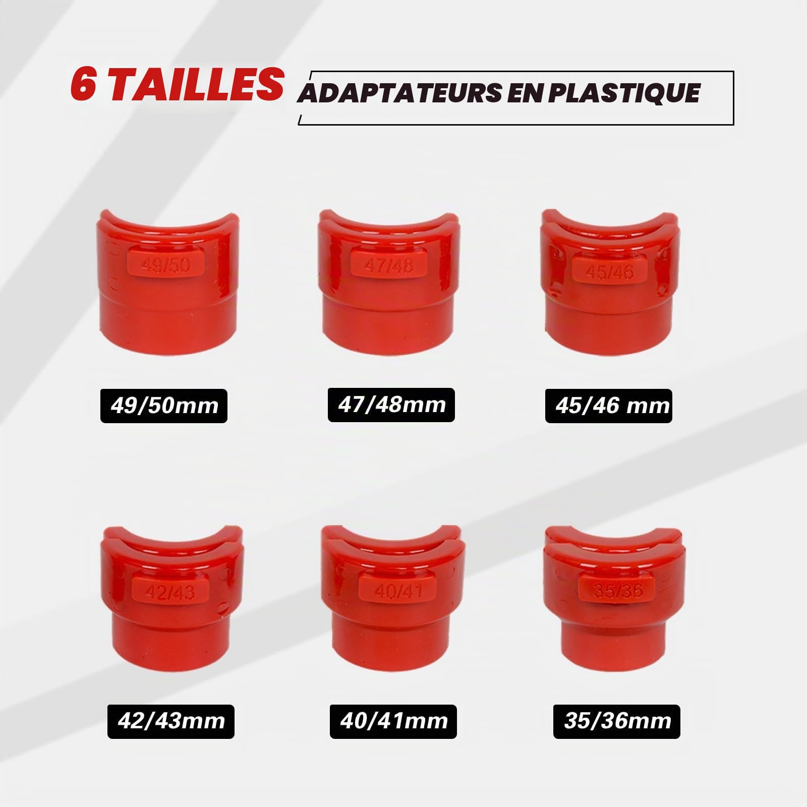 Pilote Joint de Fourche Moto Universel, Kit Outil de Démontage Montage 14 Pièces MOTO4U avec Adaptateurs 6 Tailles pour Fourches 35-50mm