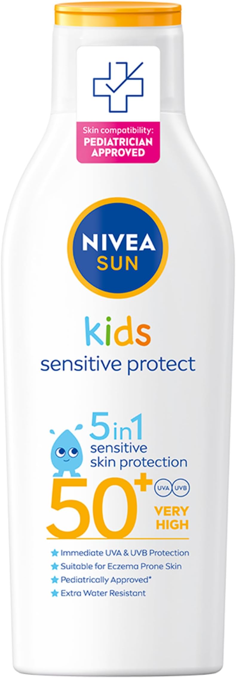 NIVEA SUN Kids Protect & Sensitive Sun Lotion (200ml) Sunscreen with SPF 50+, Kids Suncream for Sensitive Skin, Immediately Protects Against Sun Exposure
