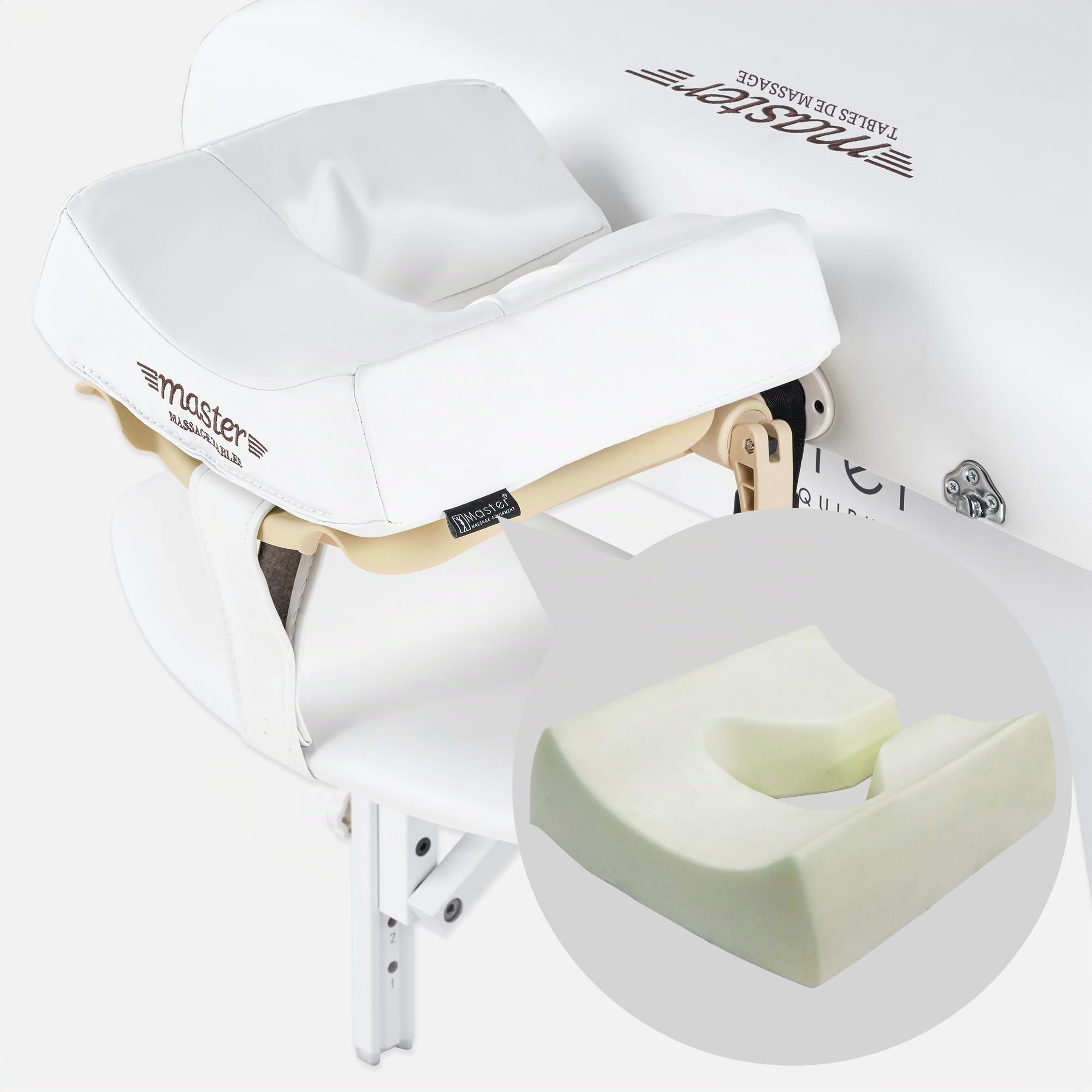 Master Massage - Montclair Therma Top - Table de massage portable avec mousse à mémoire de forme - 78,7 cm - Blanc neige