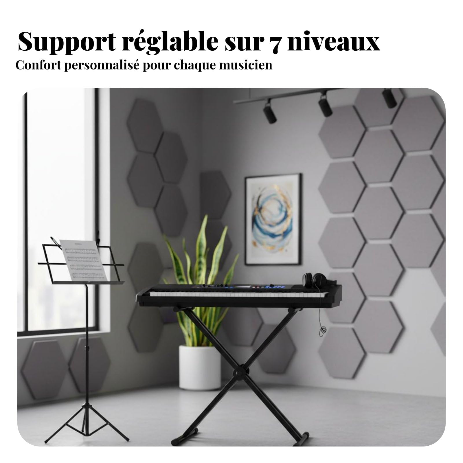 Soporte de Teclado X Atril Base Soporte Plegable con Acero y Pies de Goma Compatible con Teclados Electrónicos Adecuado para Conciertos Estudio Hogar , X-stand 1