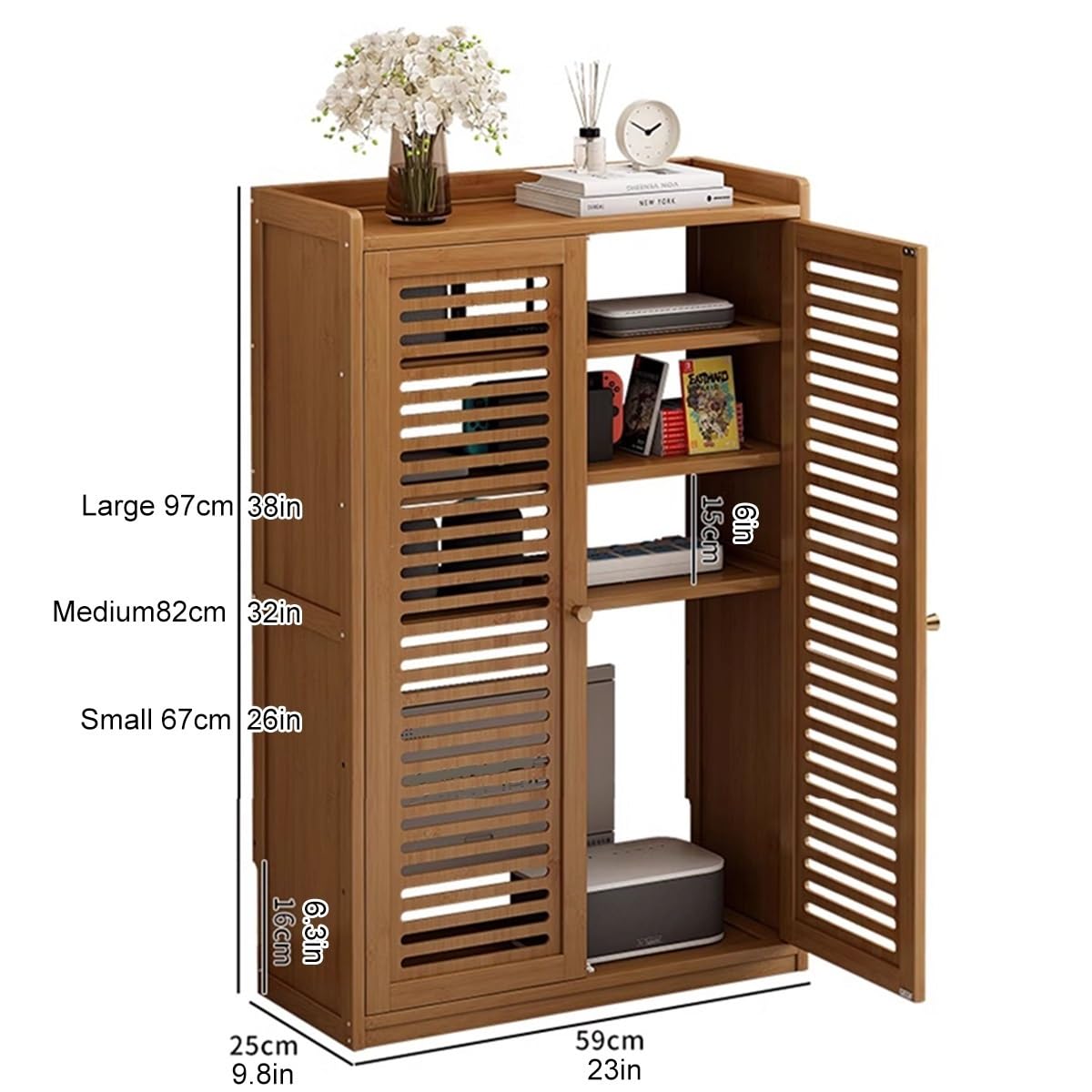 Boîte de Rangement pour Routeur sur Pied Modem, Armoire de Rangement WiFi, Étagère Double, Cache et Solution de Rangement pour Espaces Bien Rangés(White,H97cm/38in)