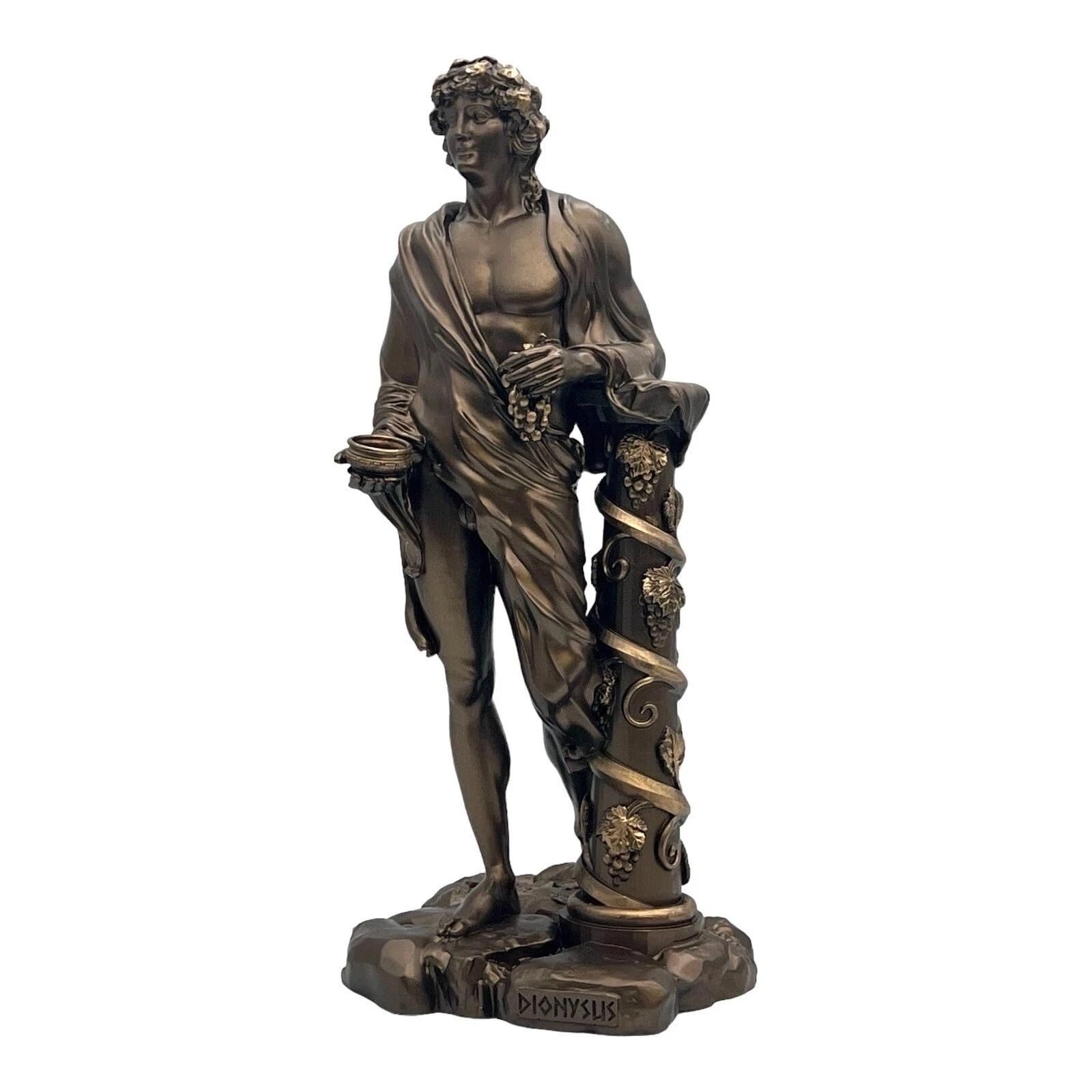 Dionizos grecki bog wina i statuetka teatralna – ręcznie wykonana rzeźba marmurowa, wykończenie z brązu, dekoracja mitologii greckiej, wyprodukowana w Grecji, 17 cm