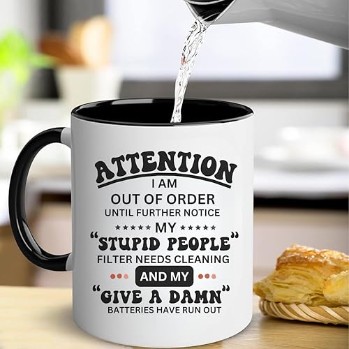 Miniatura 5 de MissDaisy - Taza de café arcasmo de 11 oz -Attention I Am Out Of Order Until Further Aviso - Divertido broma sarcástica compañero de trabajo trabajo