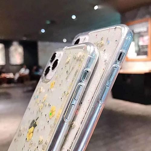 Miniatura 4 de YTanazing Funda diseñada para iPhone 15, funda de goma suave y transparente flexible prensada con flores reales secas para niñas, funda protectora
