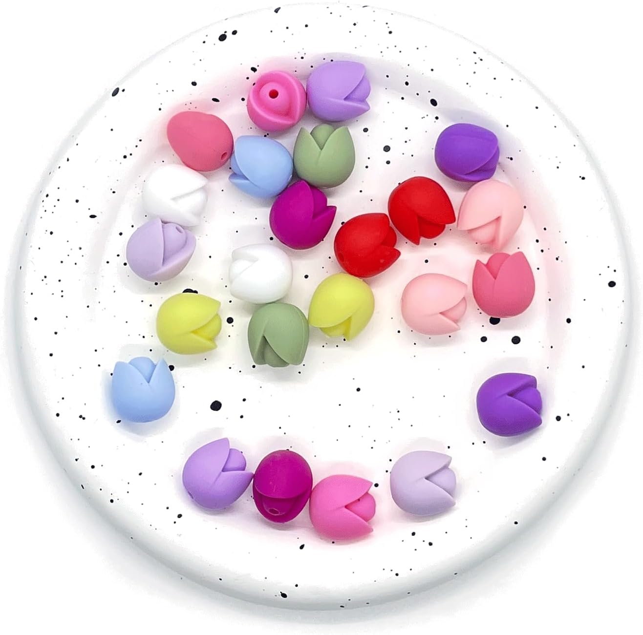 12PCS Tulip Flowers Silicone Beads, Spring Flower Silicone Focal Beads, Retro Silicone Beads for Keychain Making, Loose Beads Charms Bulk for Pens Necklace Bracelet Lanyard Pendants DIY Handicrafts - Image 6