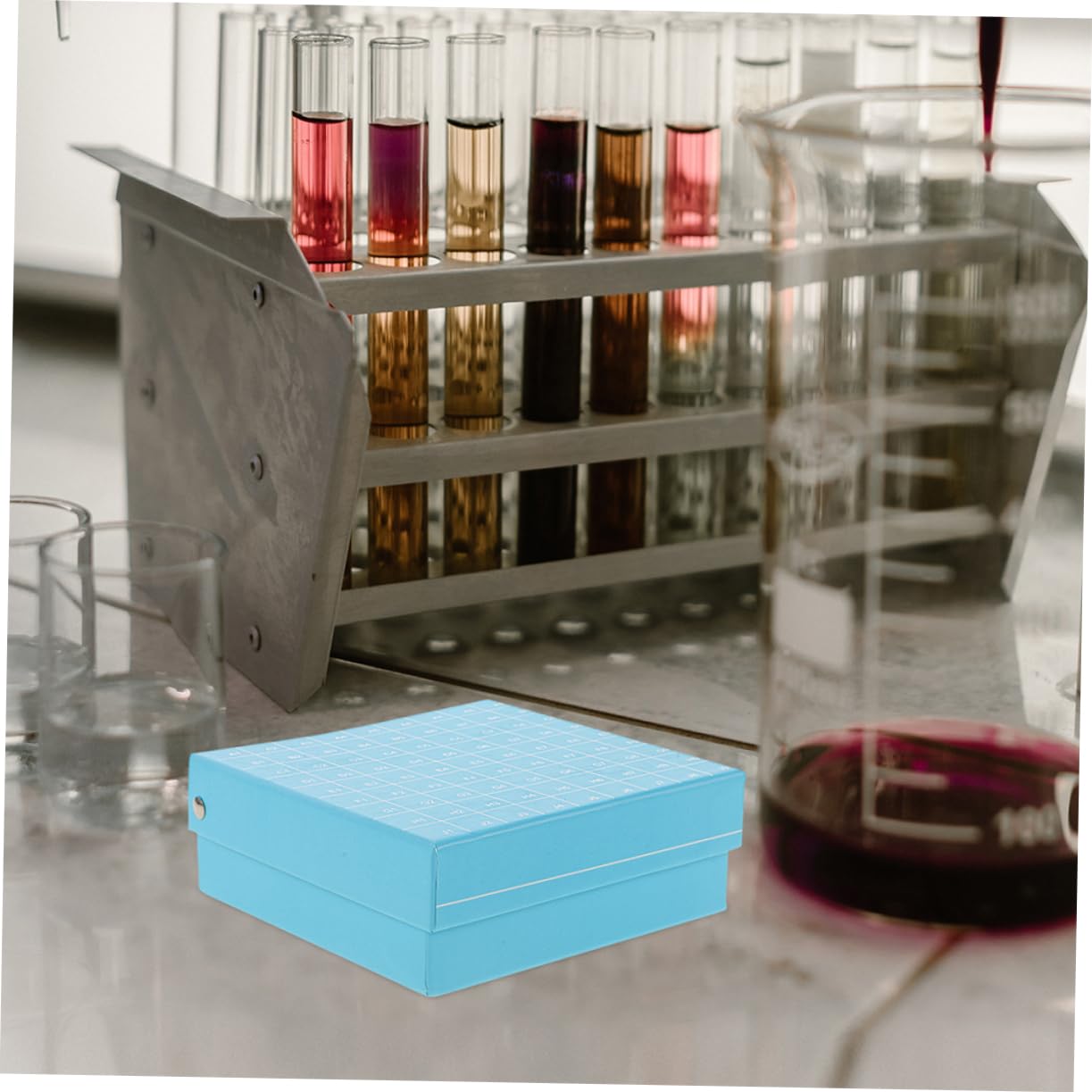 Scatola Porta Provette Centrifuga per Congelatore 2 Pezzi in Carta e Plastico Design Multi Griglia e Coperchio Collegato per Esperimenti di Laboratorio