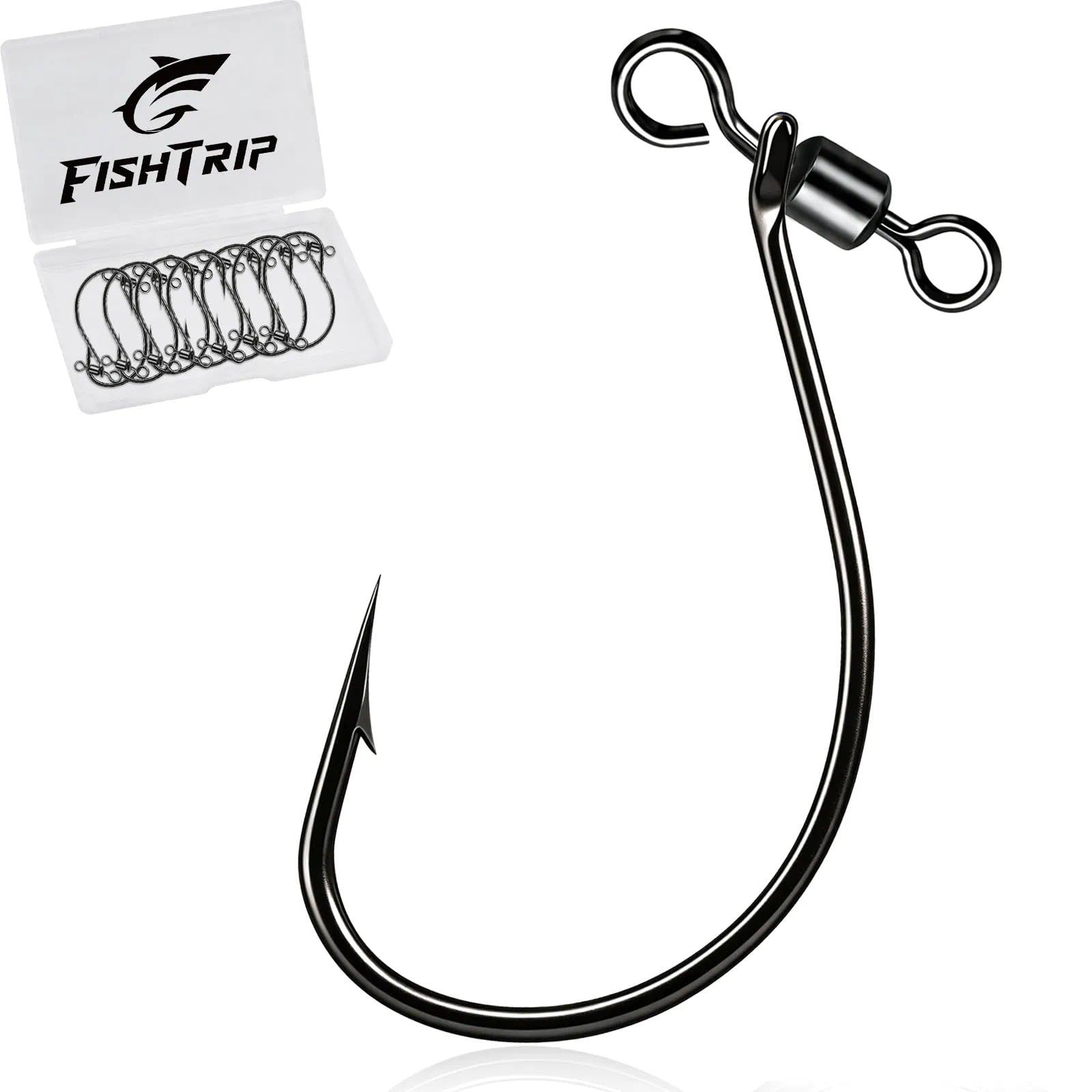FishTrip Drop Shot Hooks Fishing Rig, 25pcs Drop Shot Rig with Swivel Saltwater Freshwater Sizes 4, 3, 2, 1, 1/0, 2/0 (3/0#_25pcs)