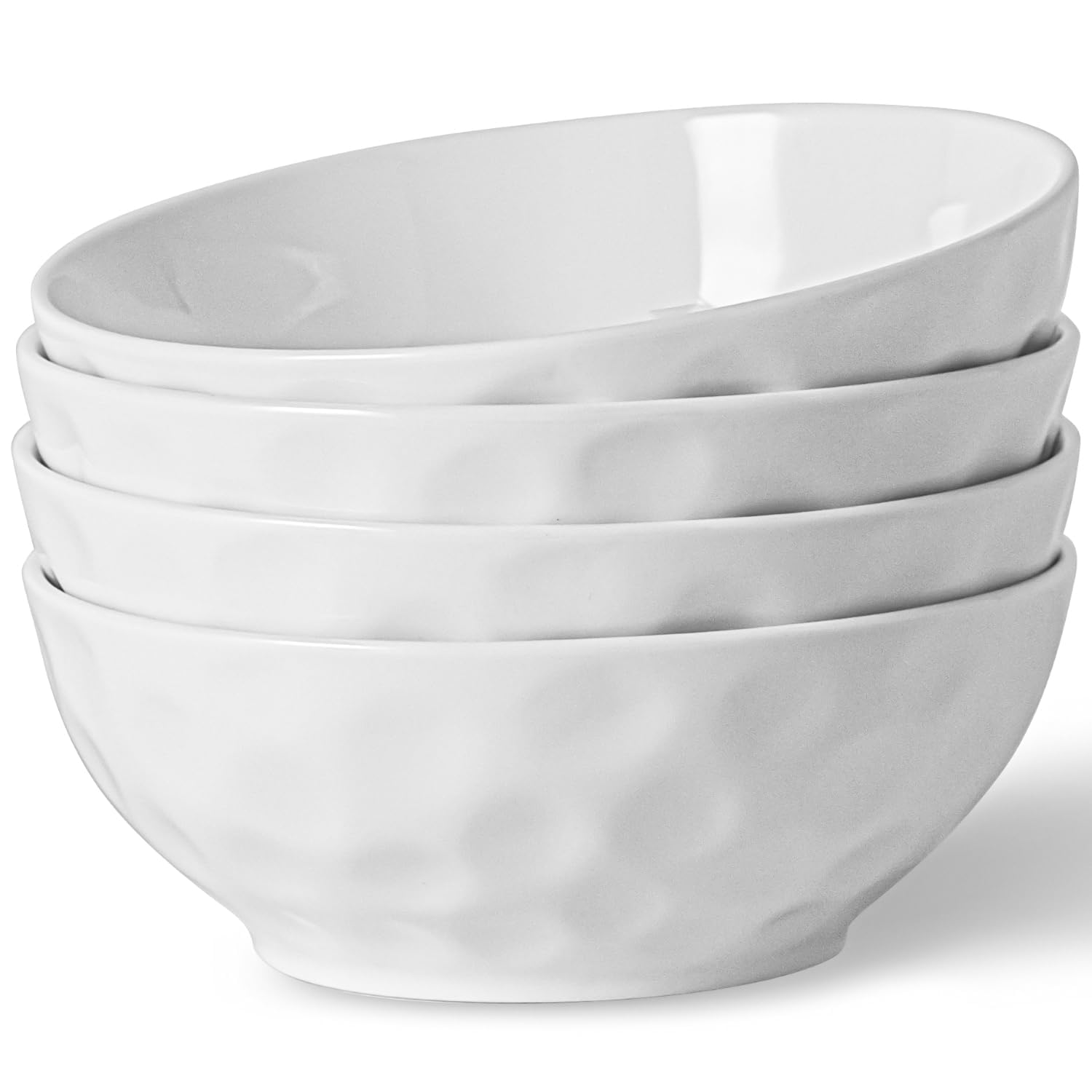 HOMBENE Ceramic Serving Bowls 6.3 Inch Salad Bowls and Pasta Bowls, Soup Bowl, Microwave Safe Oven Safe, Set of 4, White