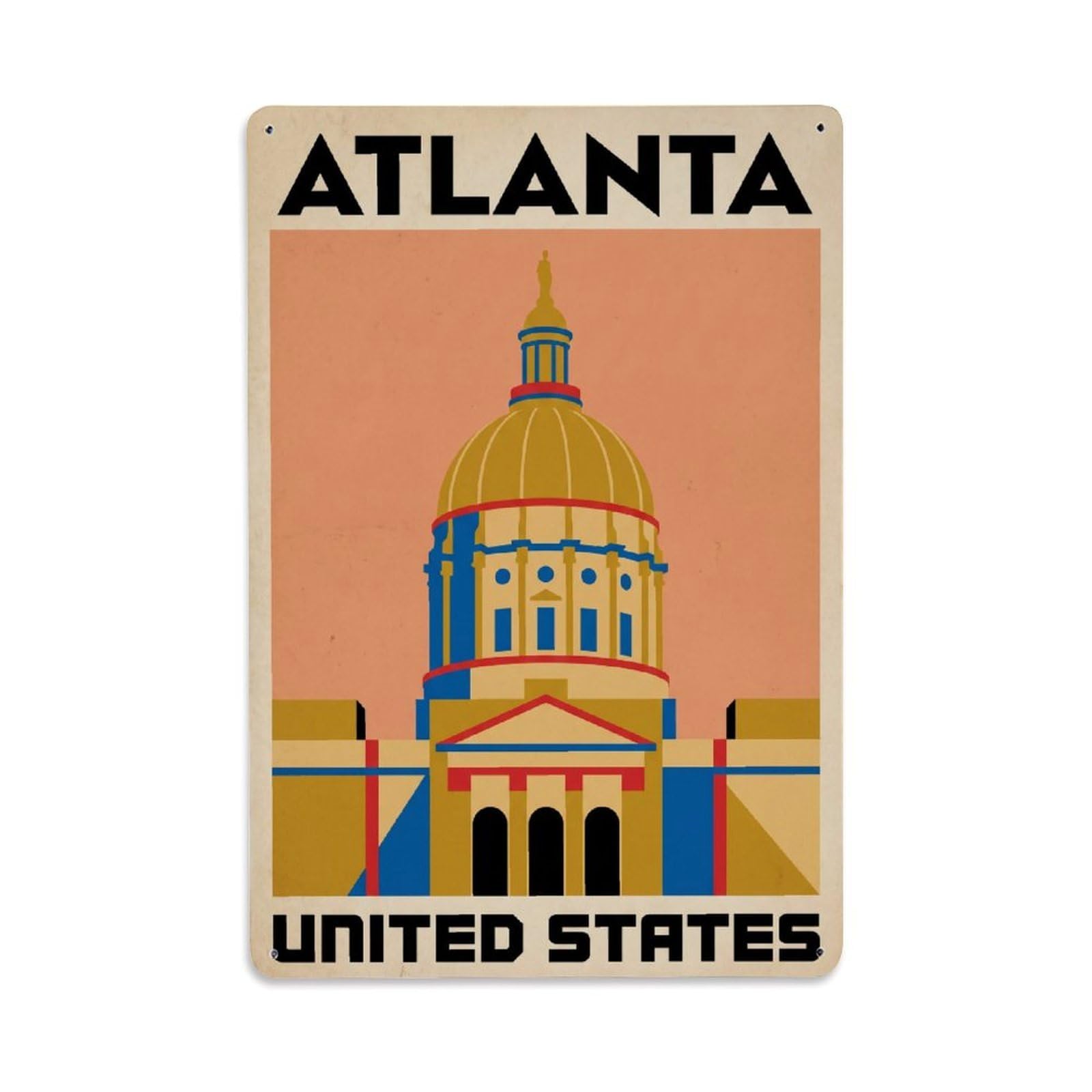 Xanthor Style Travel Vintage United States Atlanta Metal Tin Sign