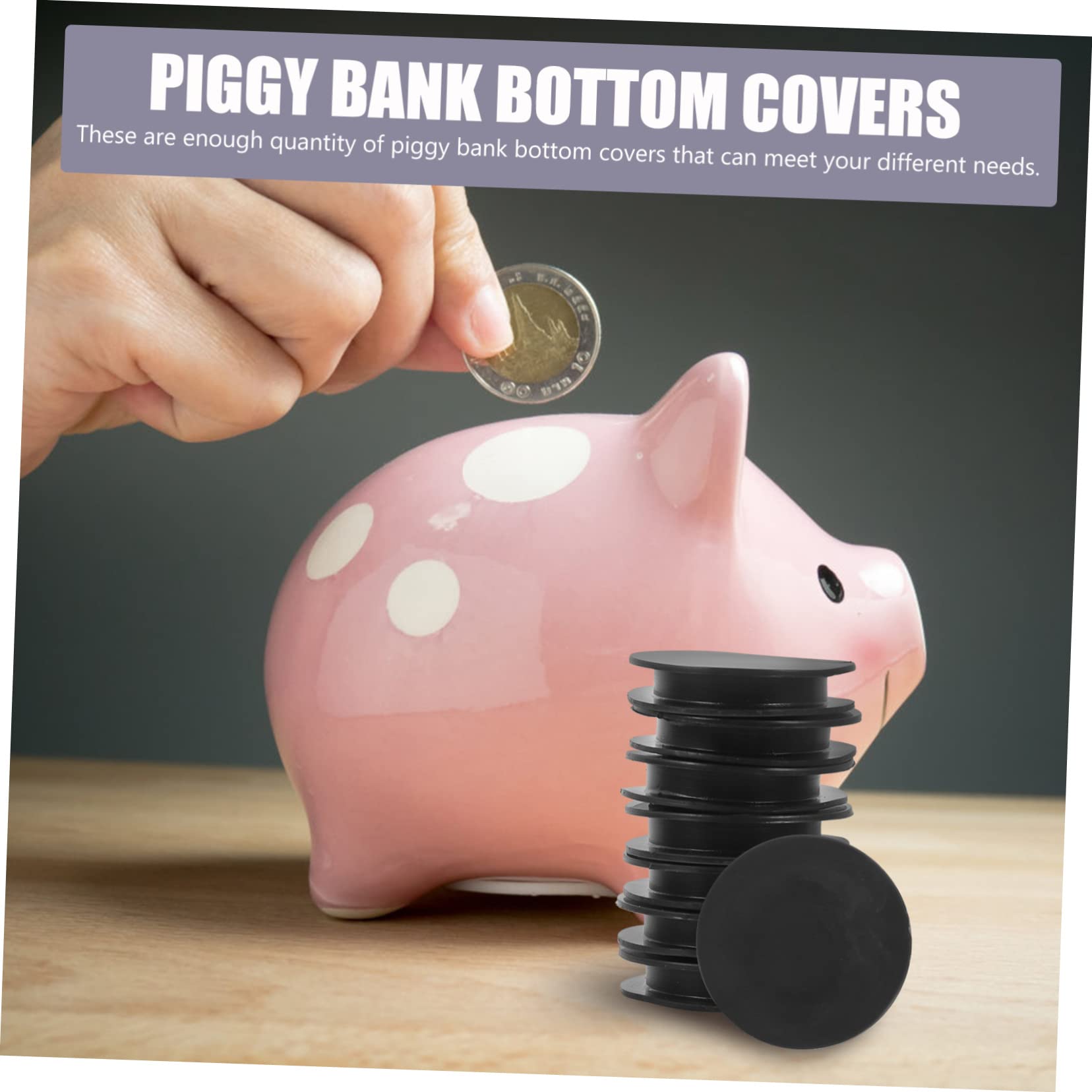 MAGICLULU 40pcs PVC Piggy Bank Bottom Covers for Saving Boxes Coin Bank Stoppers Silver Piggy Hole Plugs