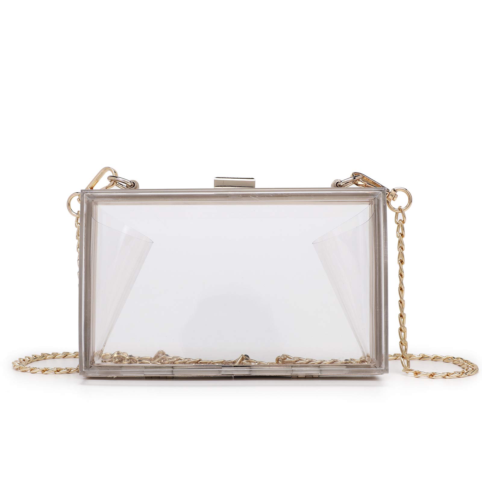 FeekoWomen Clear Acrylic Bag Cute Transparent Cross-Body Shoulder Box Clutch Purse Stadium Approved See Through Handbag, Medium