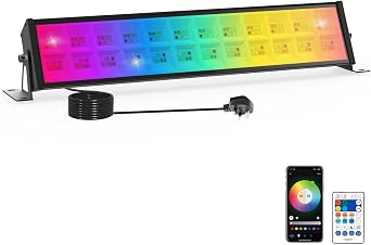 72W RGB Light Bar, NATPOW Led Flood Light 3350LM with Remote& APP Control RGB Disco Lights for Bar Party Stage Garden BBQ Halloween Christmas Festival Decorative Lighting, 1 Pack [Energy Class A+]
