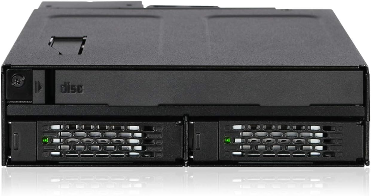 ICY DOCK 2 Bay 2.5 SAS/SATA SSD/HDD & (Ultra) Slim Optical Disk Drive CD DVD ROM Backplane Enclosure for 5.25" Bay | ToughArmor MB602SPO-B