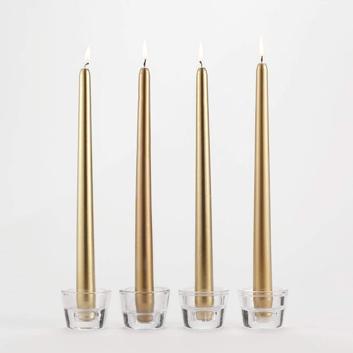Kuber Selection Pack of 6 Pcs 9.5 Inch Premium Golden Metallic Taper Candle, 9.5" Long - Set of 6 Pcs (Pack of 6 Pcs)