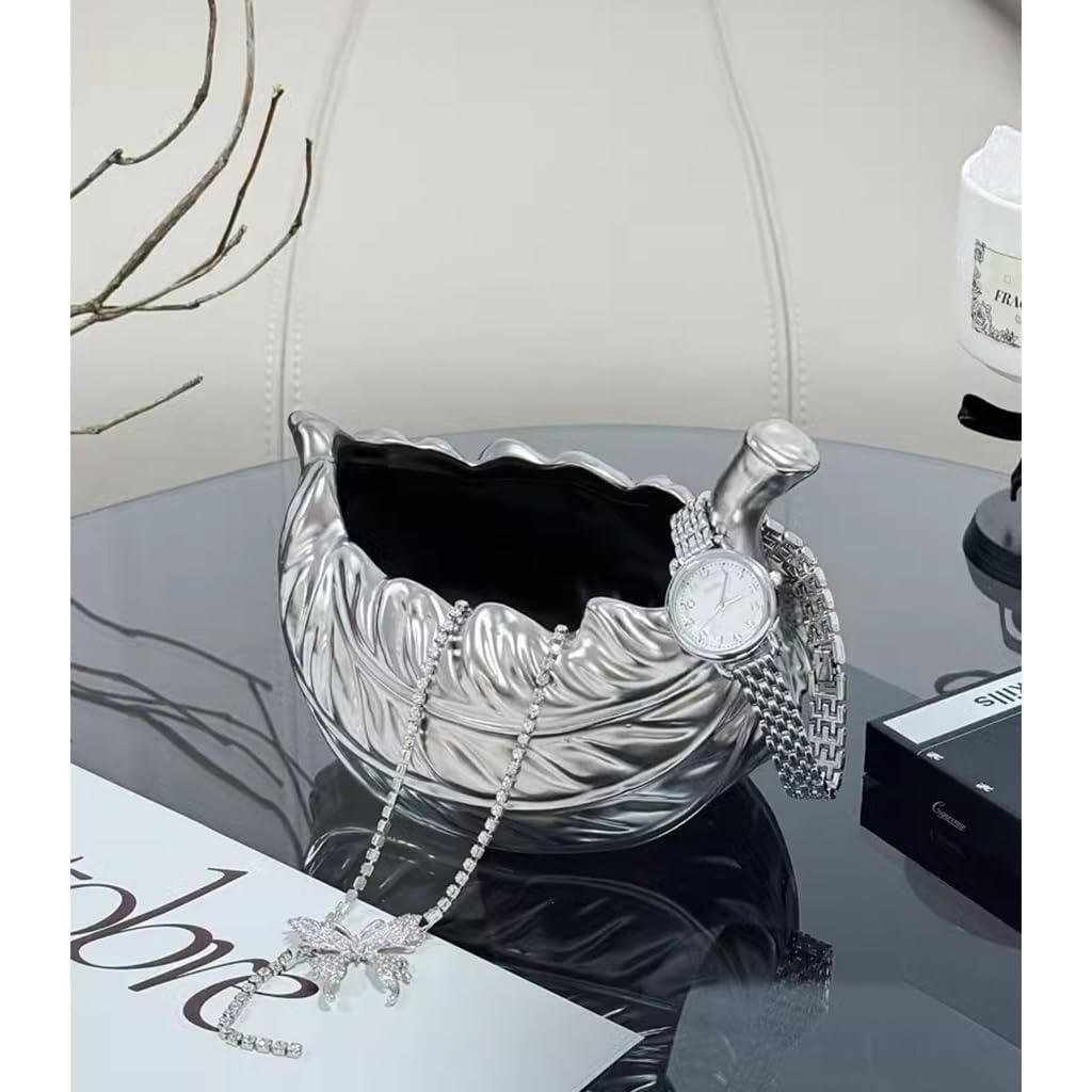 Generico Bandeja de Almacenamiento de Joyas Estilo Hoja, bandejas de cerámica Decorativas, Bandeja para Llaves, decoración de Mesa de Centro, Almacenamiento, Soporte para Llaves, Estante, a