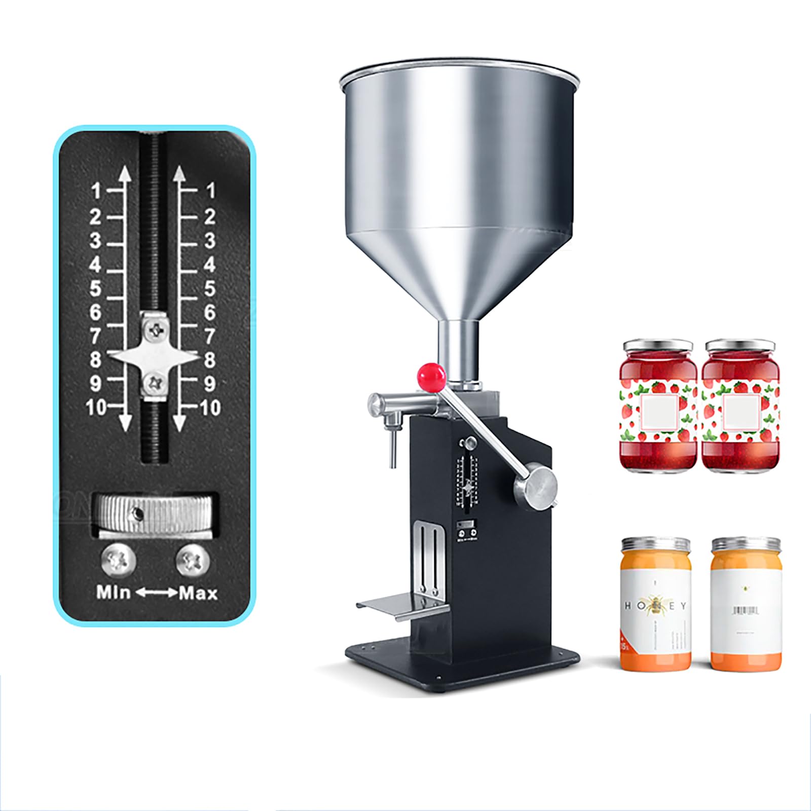 BOOZXCV Manual Filling Machine for Paste and Liquid, 5-100ML Dual-purpose with Quantitative Scale Tray, Ideal for Cream, Cosmetics, Honey, Sauce, Peanut Butter