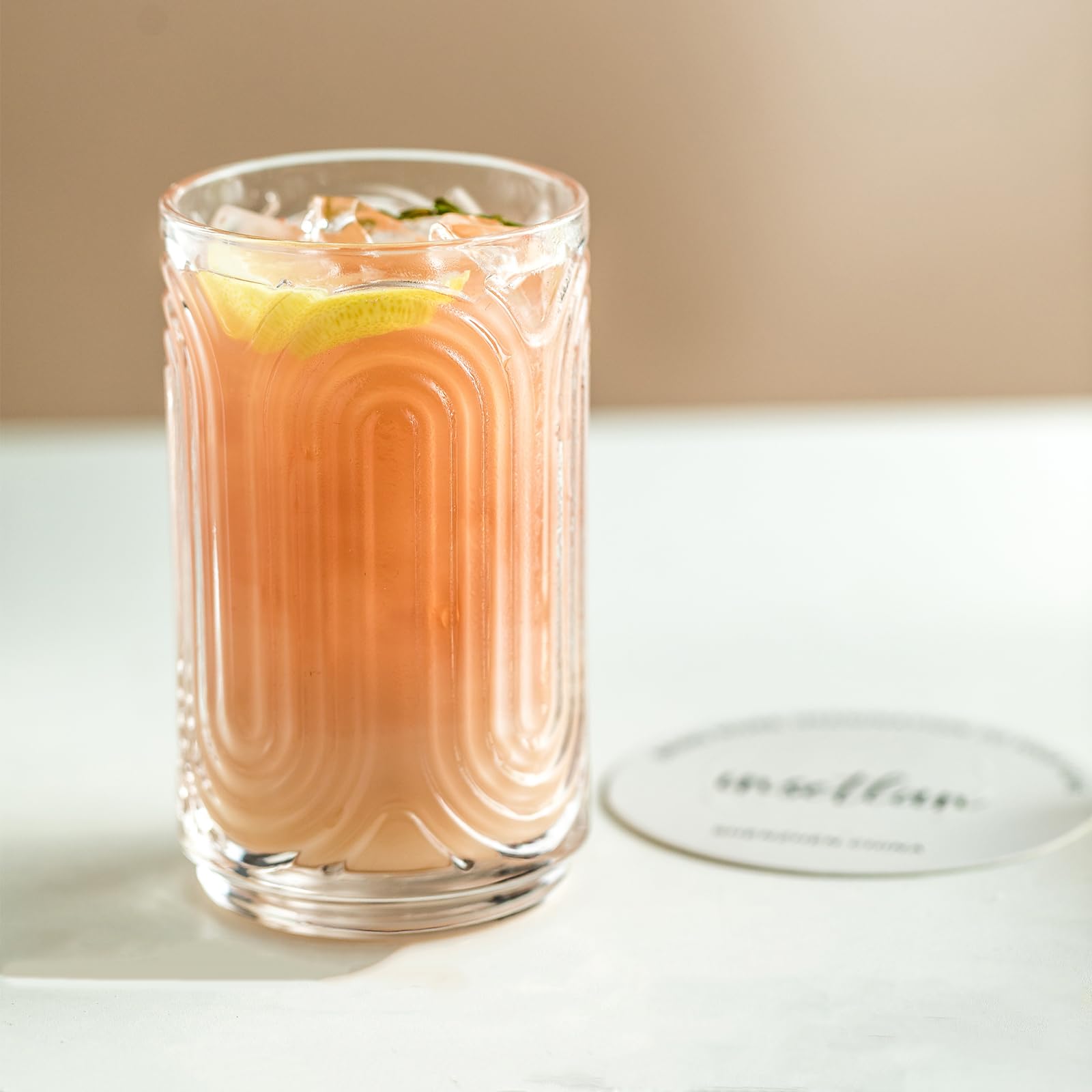 Lot De 12 Verres Highball Vintage De 414 Ml Et Verres à Cocktail De 355 Ml En Relief Pour Bière, Jus, Cocktail, Whisky, Lait