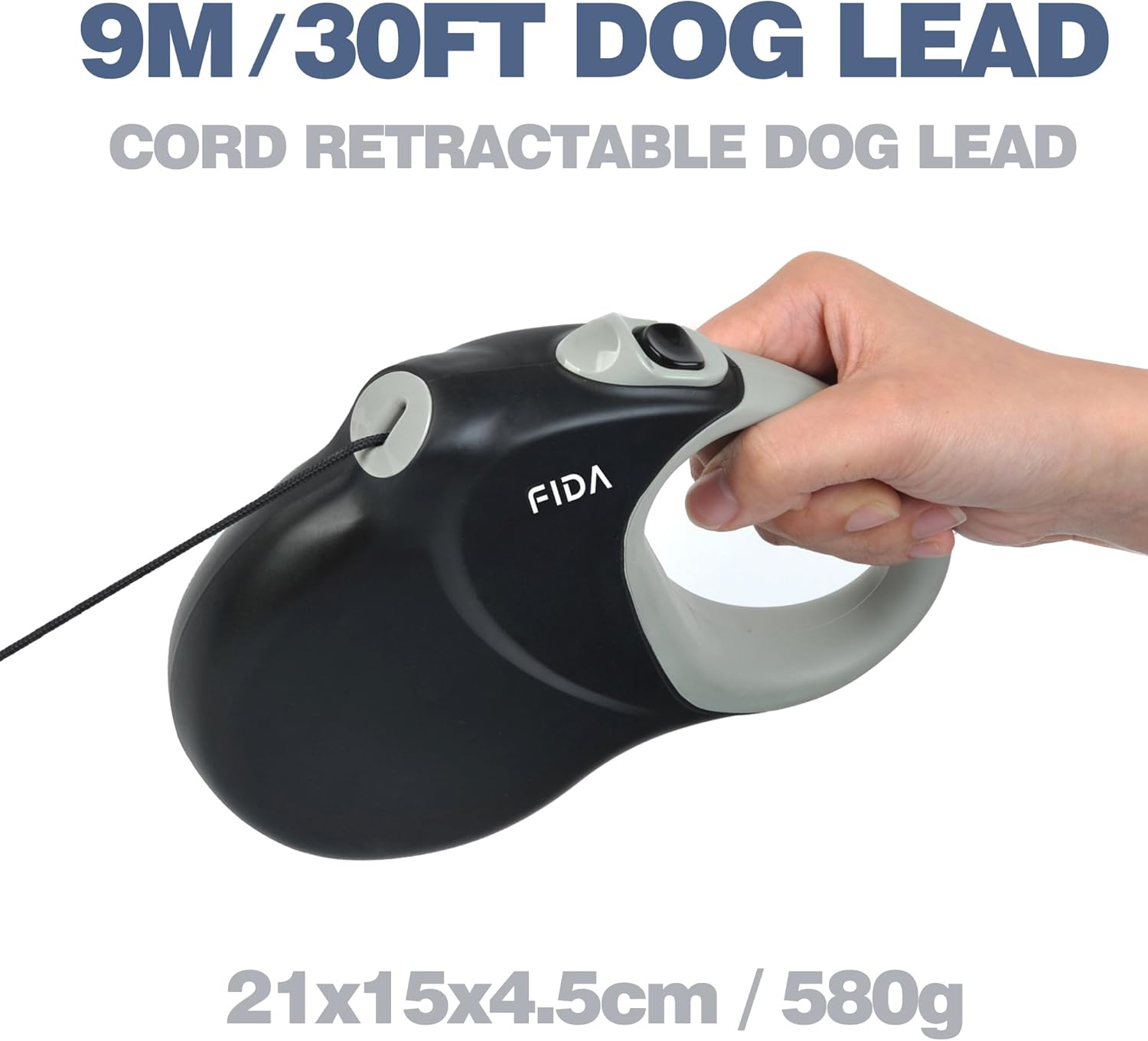 Fida 9m/30FT Retractable Dog Lead Cord, Heavy Duty Dog Leads for Medum/Large Dogs, Tangle Free Extendable Dog Lead for Dogs Up to 50kg/110lbs, Black 3 61FFO1VYyTL. AC SL1500