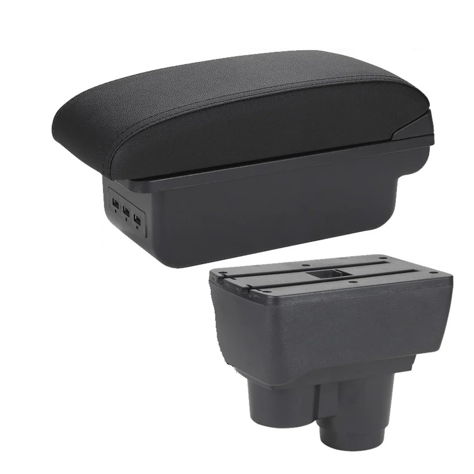 Hguvsjd Armrest Box For Dacia For Duster 2019 2020 2021 2022 2023 2024 Center Console Armrest Storage Box Decoration Accessories Car Armrests(B Black line 3USB)