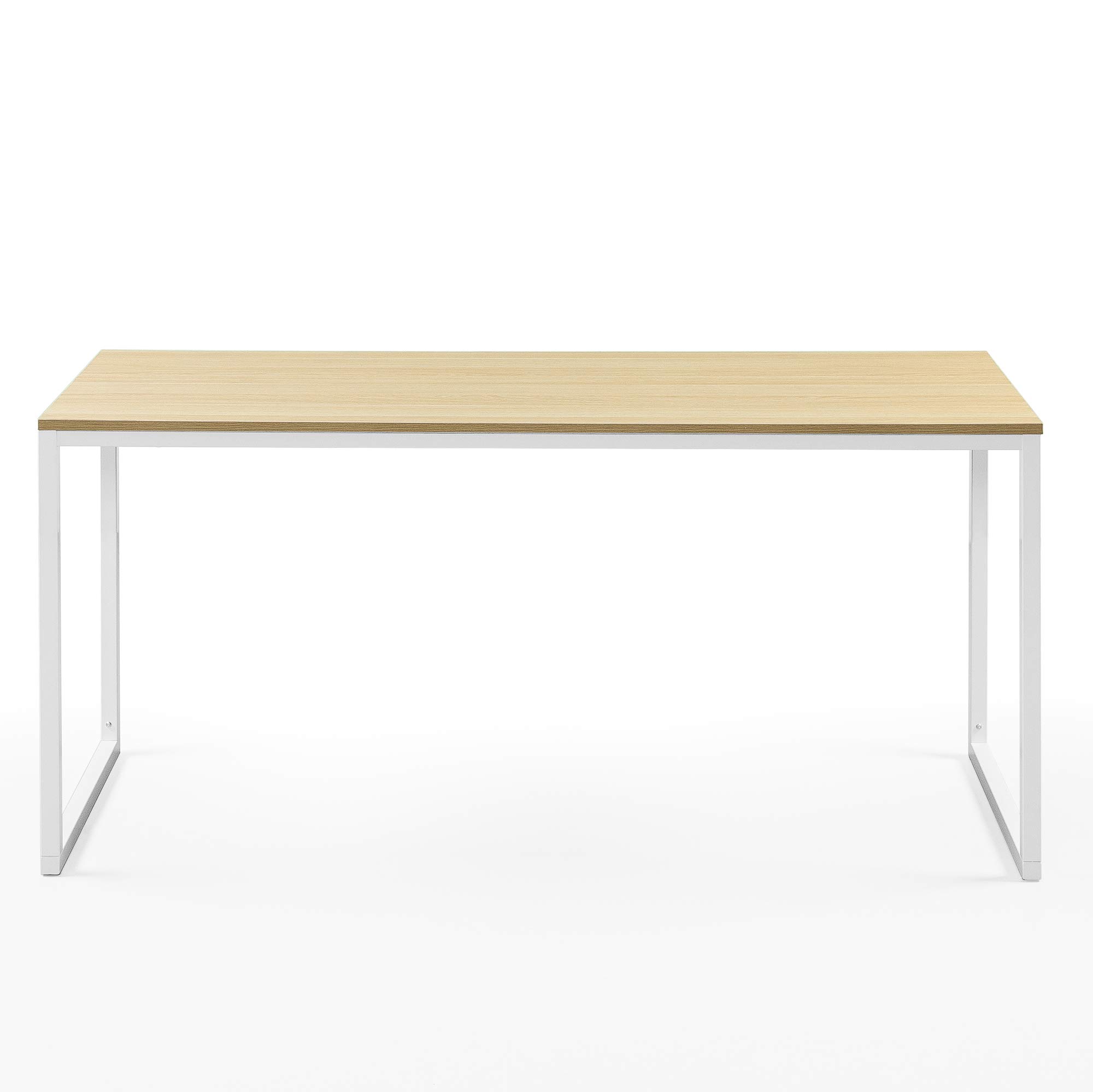 Zinus Jennifer Mesa Escritorio 160x60 cm - Altura 74 cm - Mesa Oficina Grande y Moderno - Metal y Madera - Montaje - Marrón y Blanco