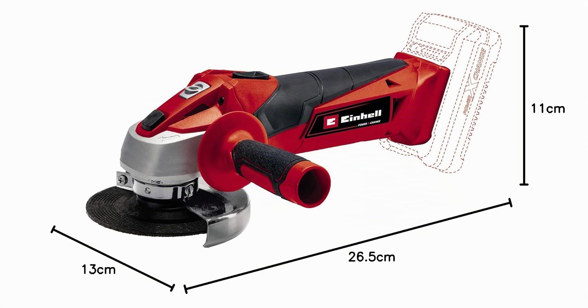 Einhell Meuleuse d'angle Ø115mm sans fil TC-AG 18/115 Li- Solo Power X-Change (18 V, Régime: 8500 trs/min, Profondeur de coupe:28 mm) Livré sans Batterie ni Chargeur