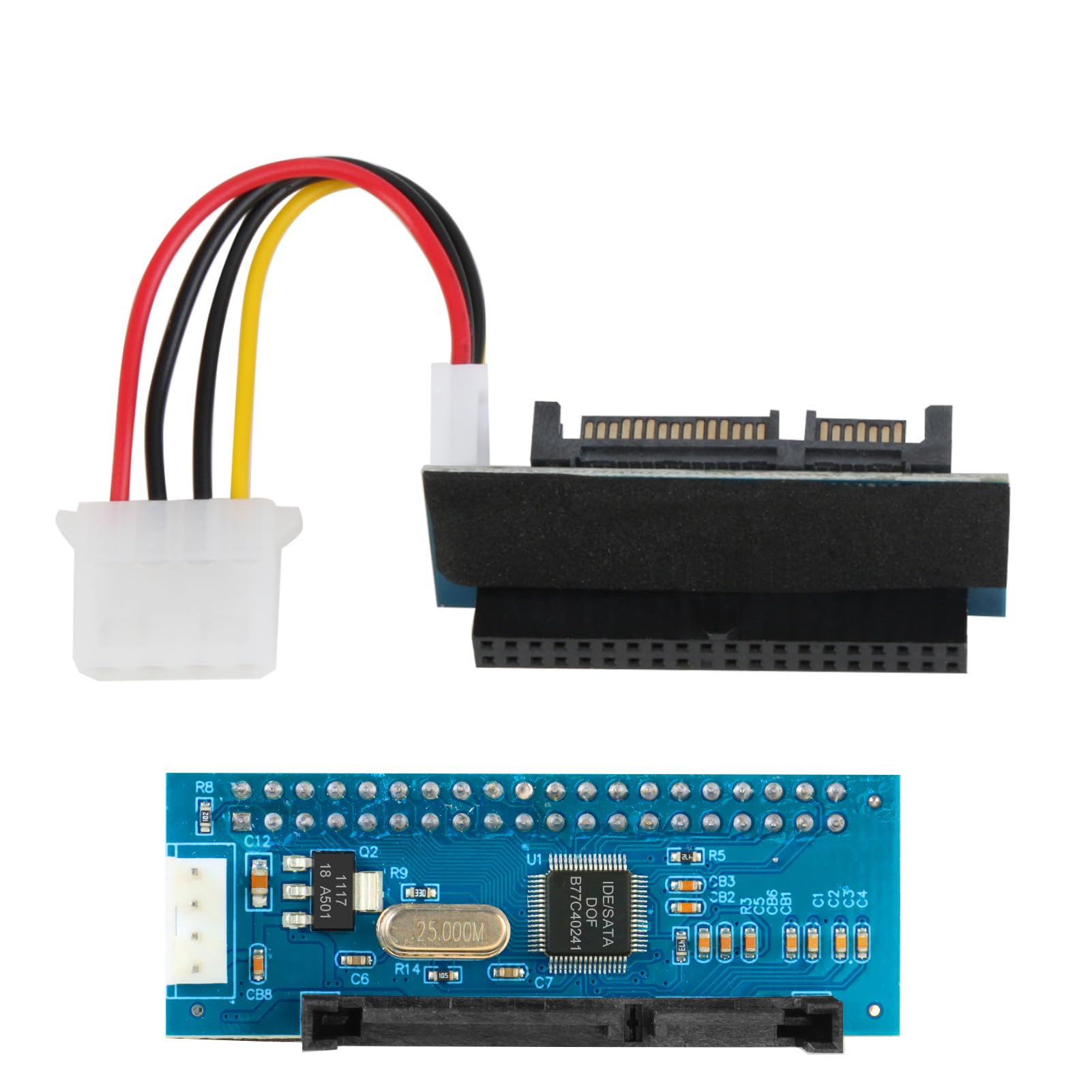 Adaptateur IDE/PATA vers SATA, Carte Convertisseur 40 Broches | pour Disque Dur 3,5" et PC de Bureau, PCBA pour HDD