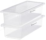 Floraware Plastic Fridge Storage Box, Multipurpose Box With Drain Plate At Bottom 1400Ml Bpa Free, Transparant, Pack Of 2