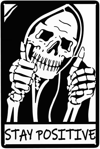 Letrero de hojalata con calavera, divertido y espeluznante, vintage, gótico, pintura de lata, decoración de metal, chapado en hierro, 8 x 12 pulgadas