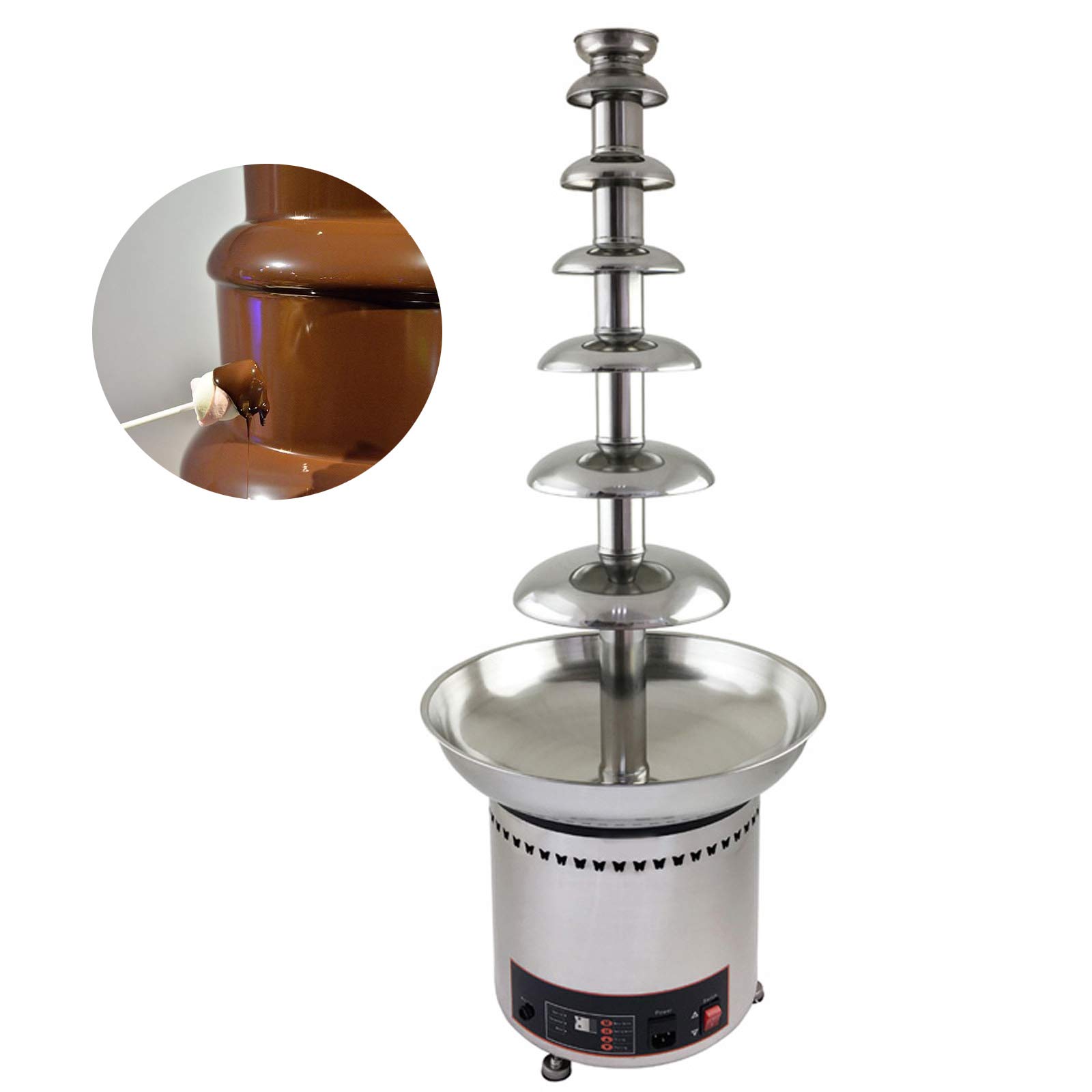 INTSUPERMAI Commercial Chocolate Fountain Professional Waterfall Melting Machine with Digital Controll 304 Stainless Steel for Weddings Parties Events Restaurants 110V (7-Tier)