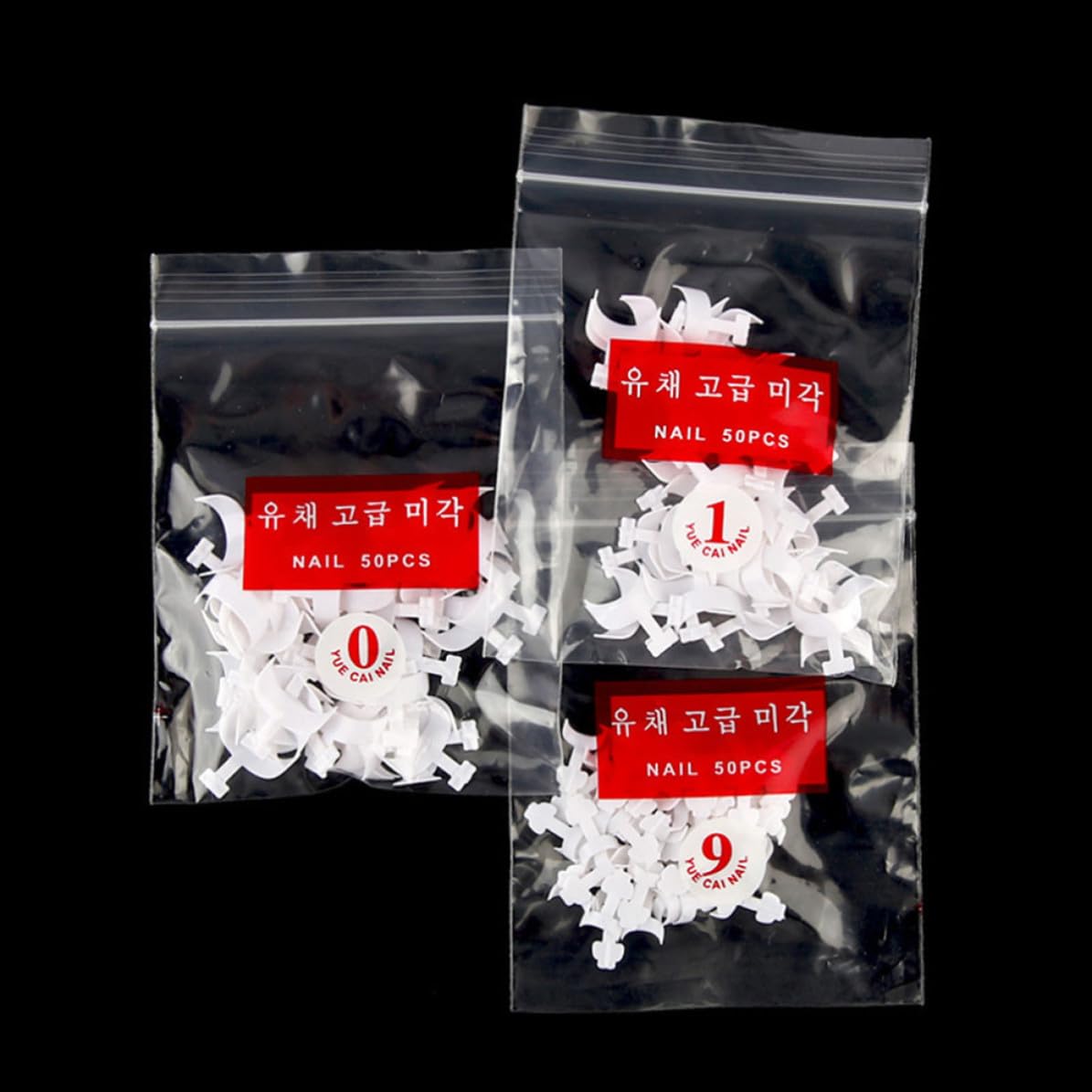 500pcs White Crescent Shape Artificial Nail Tips, 10 Sizes ABS