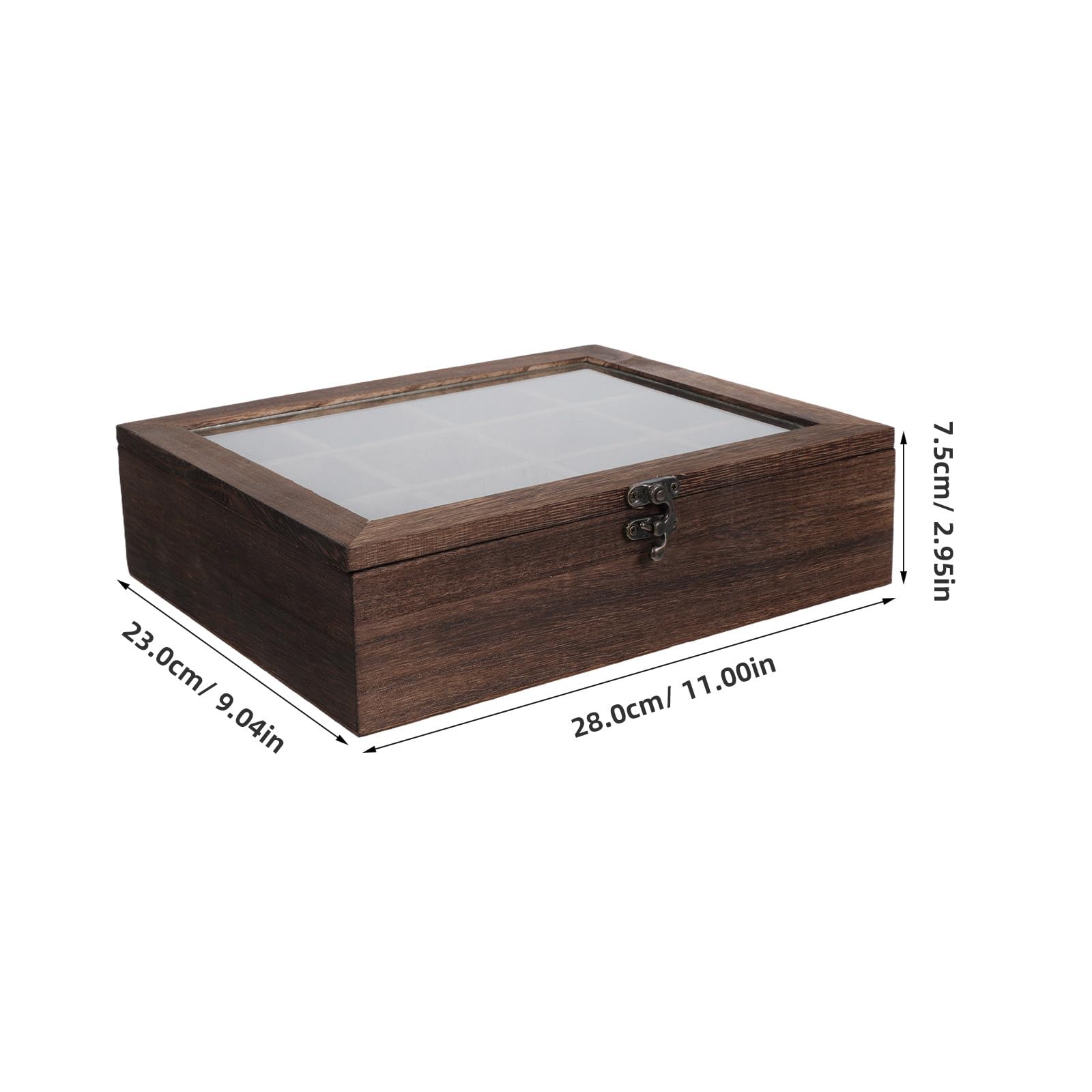 Gadpiparty Organizador de Bolsitas de Té de Madera | 12 Compartimentos para Encimera | Portapaquetes de Té con Tapa Transparente | Contenedor Decorativo de Madera para El Hogar Y La Oficina de 28 X