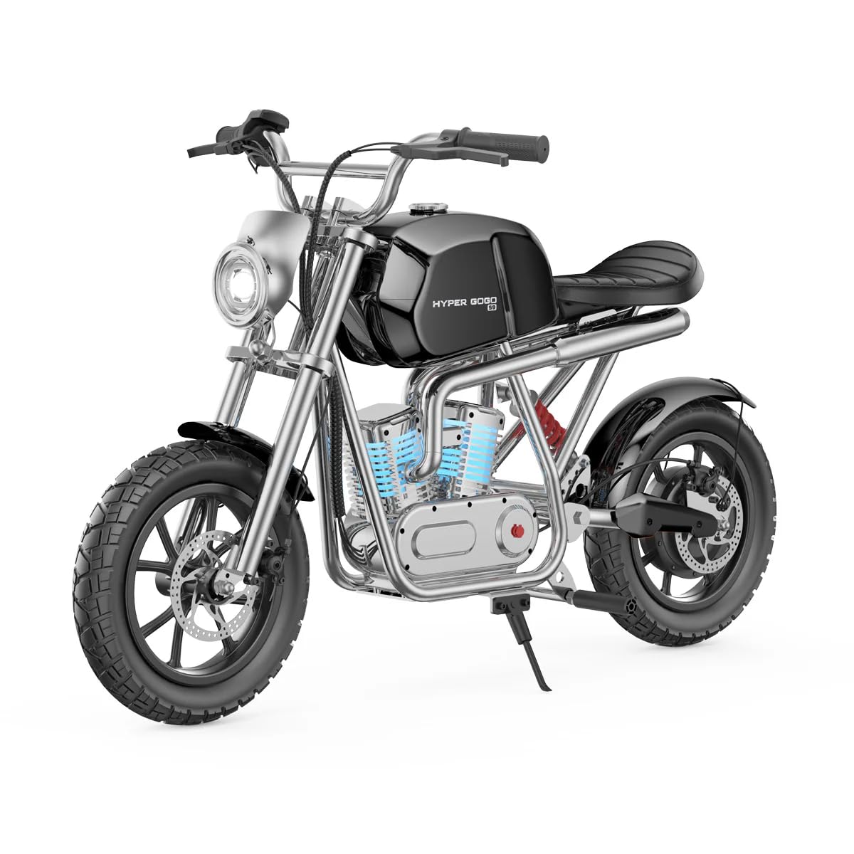 HYPERGOGO S9 Plus Elektro Motorrad Kinder, Elektromotorrad für Kinder 6-12 | Mit 3 Geschwindigkeiten, bis zu 16 km/h, 30 km Reichweite und 14-Zoll-Luftreifen (Schwarz)