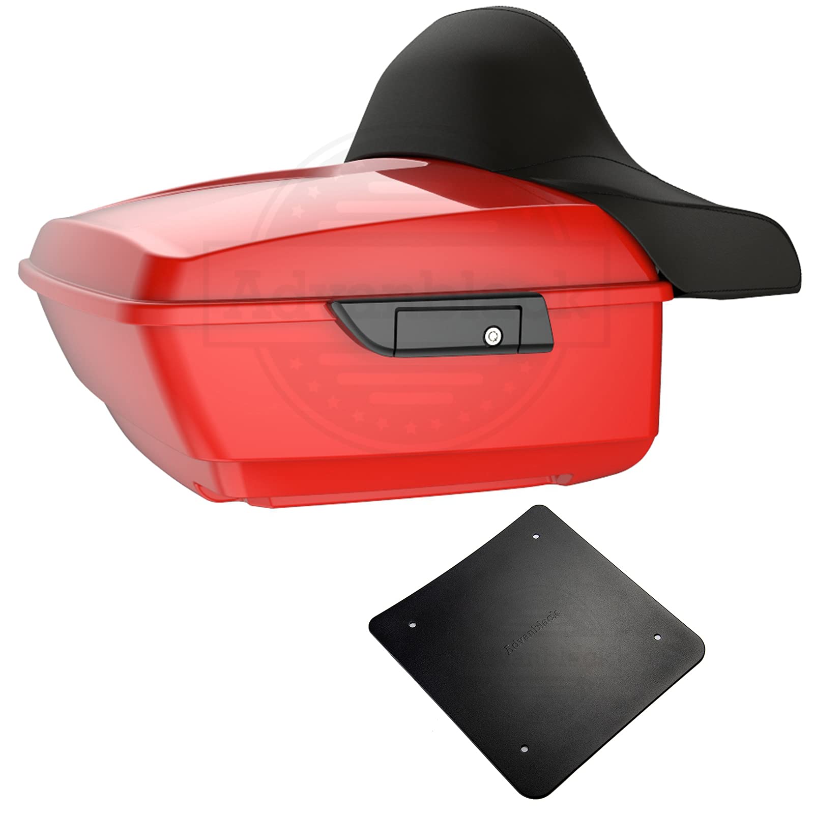Moto Onfire Tour Trunk Pack King Tour Trunk Pack with Backrest Pad Fit for Touring Street Glide Road King Road Glide Special 2009-2021 (Performance Orange)