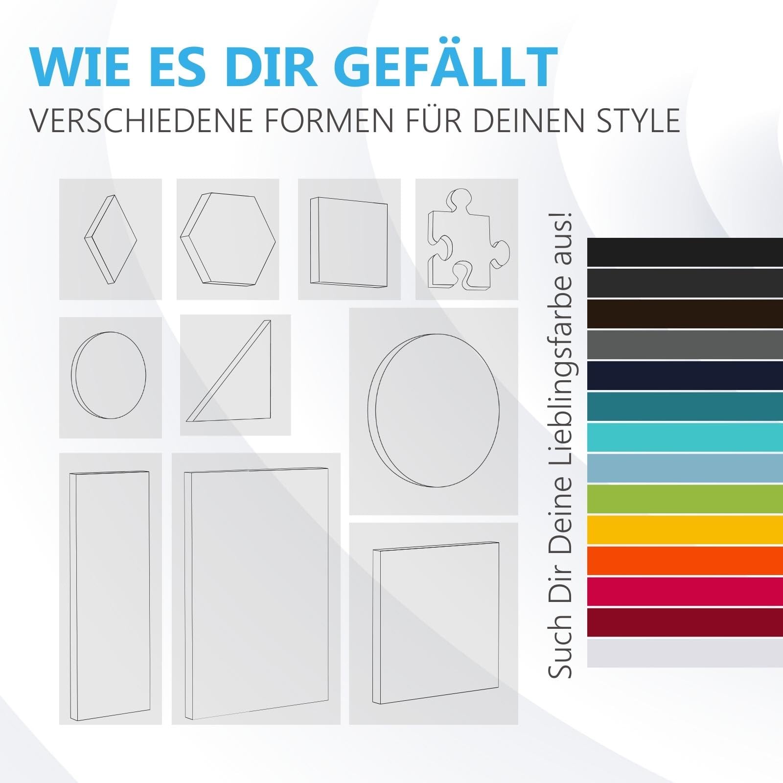 platino24 Schallabsorber COLORE aus Basotec G+ I Akustikpaneele mit Akustikfilz I 3 Wand-Paneele in Schwarz I Akustikplatten zur Schalldämmung in Büro, Studio & Wohnung