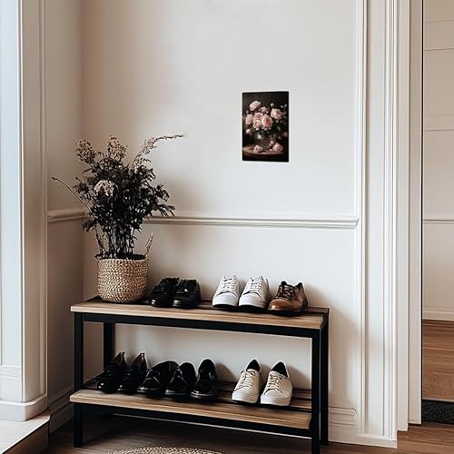 Miniatura 7 de GLOBLELAND Letrero de lata de metal floral oscuro vintage con peonía rosa Moody Pink Peony Vintage Pintura al óleo Letreros de lata de 12 x 8