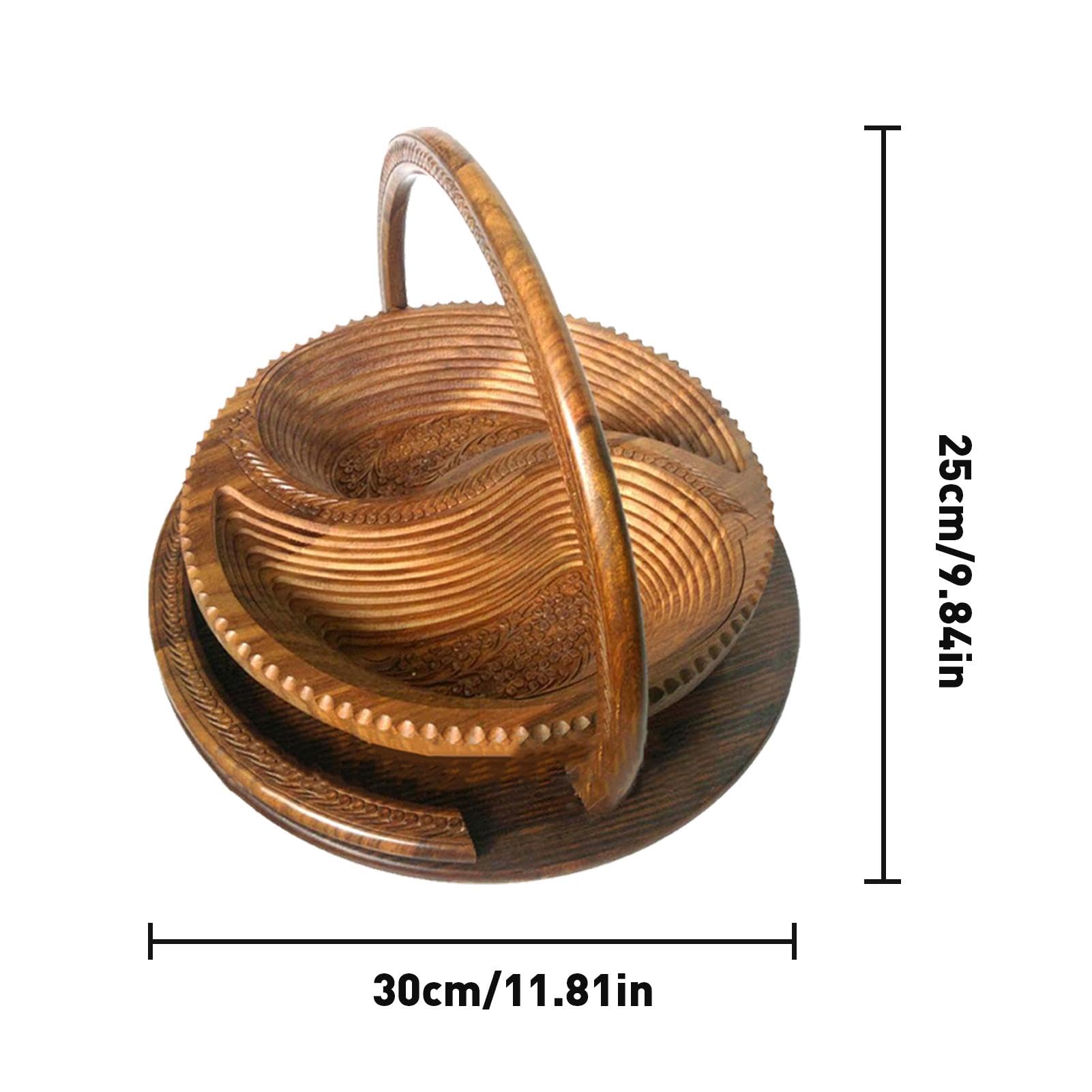 Corbeille à fruits en bois – Plateau de service pliable divisé en 4 compartiments | Paniers pliables pour , noix, bonbons, fruits, noix | compartiments | Paniers pliables pour , noix, bonbons, fruits, noix