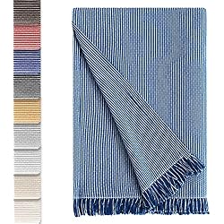 Vipalia Colcha Multiusos Sofa. Plaid para Cama. Manta Foulard Cubresofa Cubrecama. Colchas para Sofas Comoda Practica y Suave. Poliester Algodon. Fundas para Sofa Paul 230 x 260 cm Azul