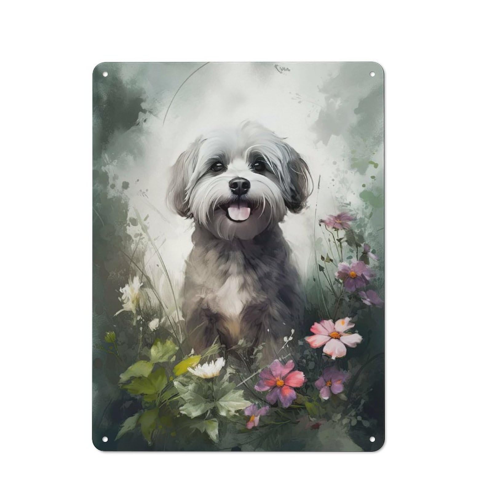 Havanese Dog Watercolor Vintage Tin Sign 40x30cm, Rustic Bistro Wall Plaque for Kitchen, Cafe, Pantry Or Dining Room