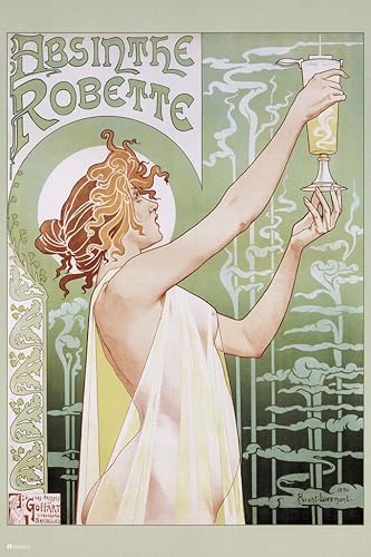 Absinthe Robette 1898 por Georges Henri Privat Livemont Art Nouveau Vintage Anuncio publicitario francés Francia licor Beber Spirit Bar Whisky