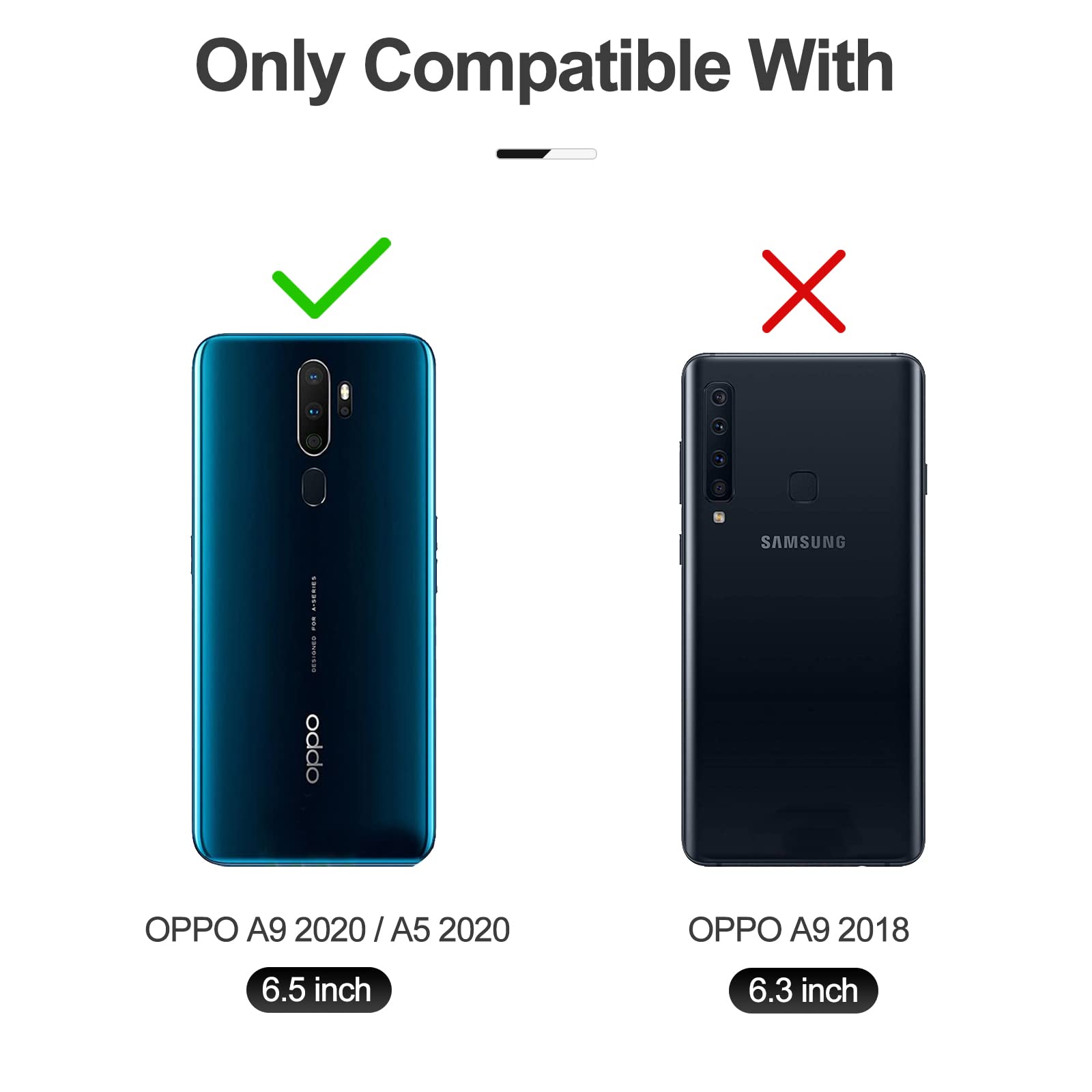 Case for OPPO A9 2020 / OPPO A5 2020, Classic PU Leather Magnetic Wallet Case, Flip Folio Protective Phone Cover Compatible with OPPO A9 2020 / OPPO A5 2020, Blue — view 2